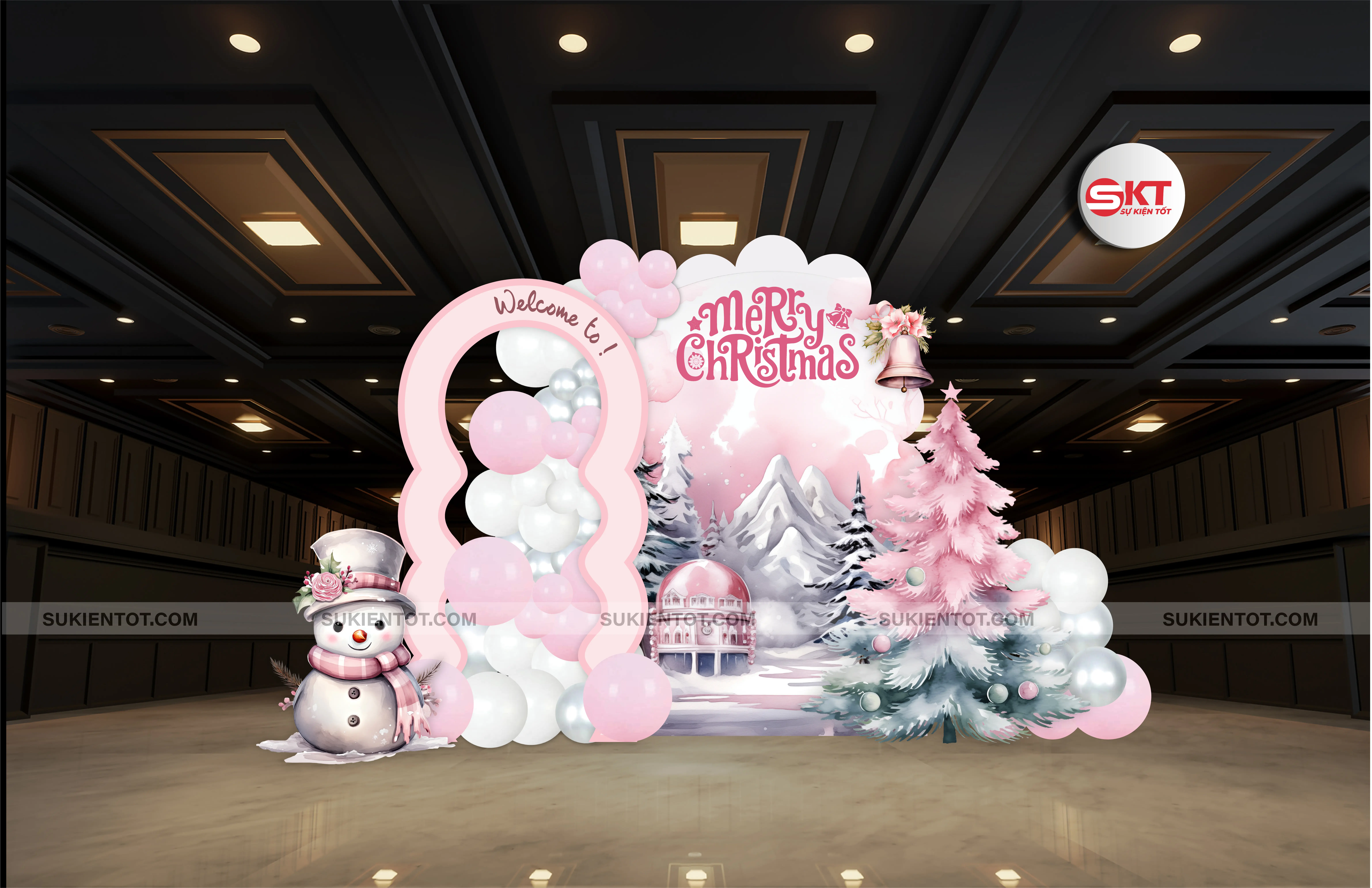 File thiết kế Noel tone hồng N06