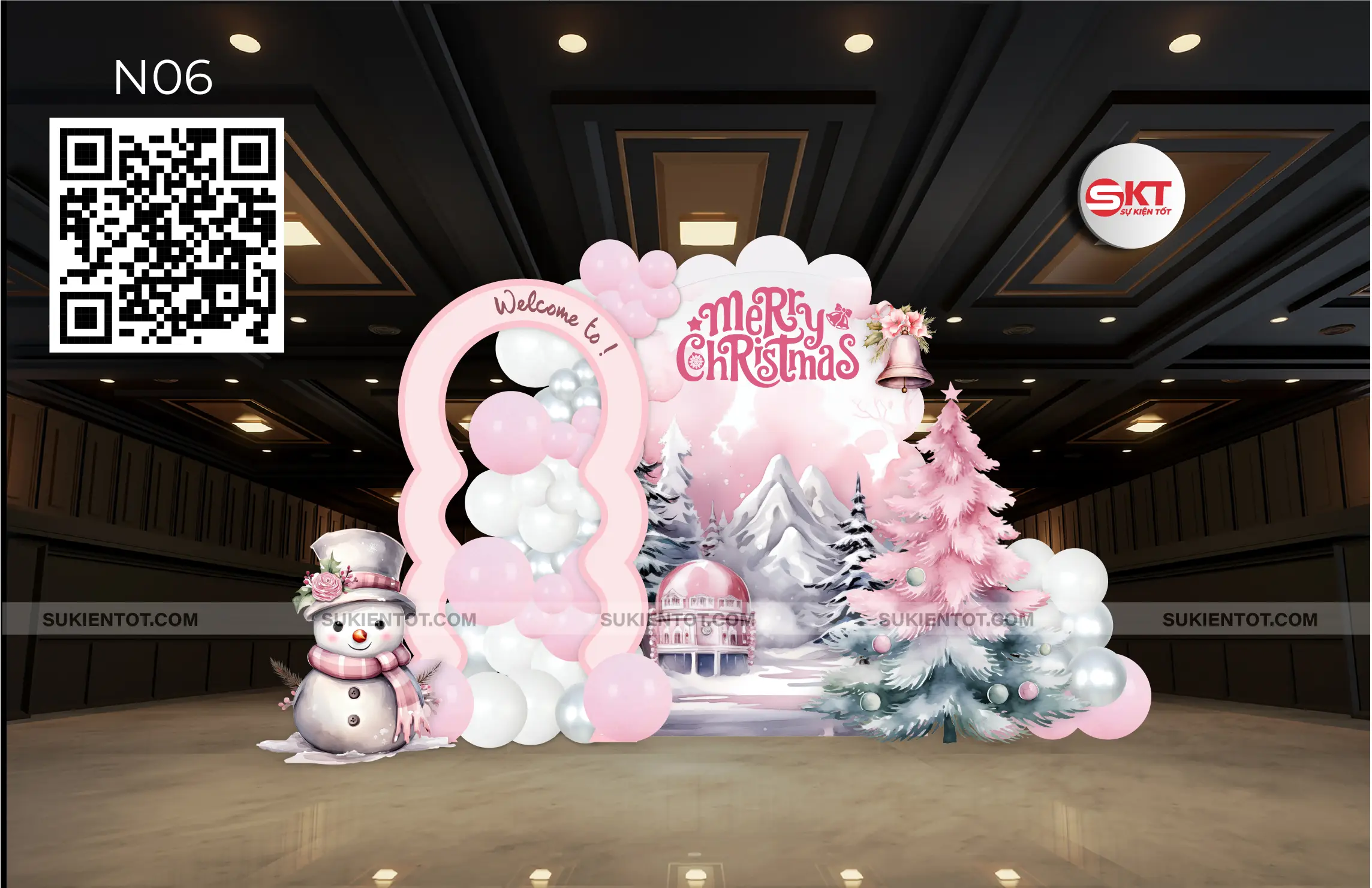 File thiết kế Noel tone hồng N06