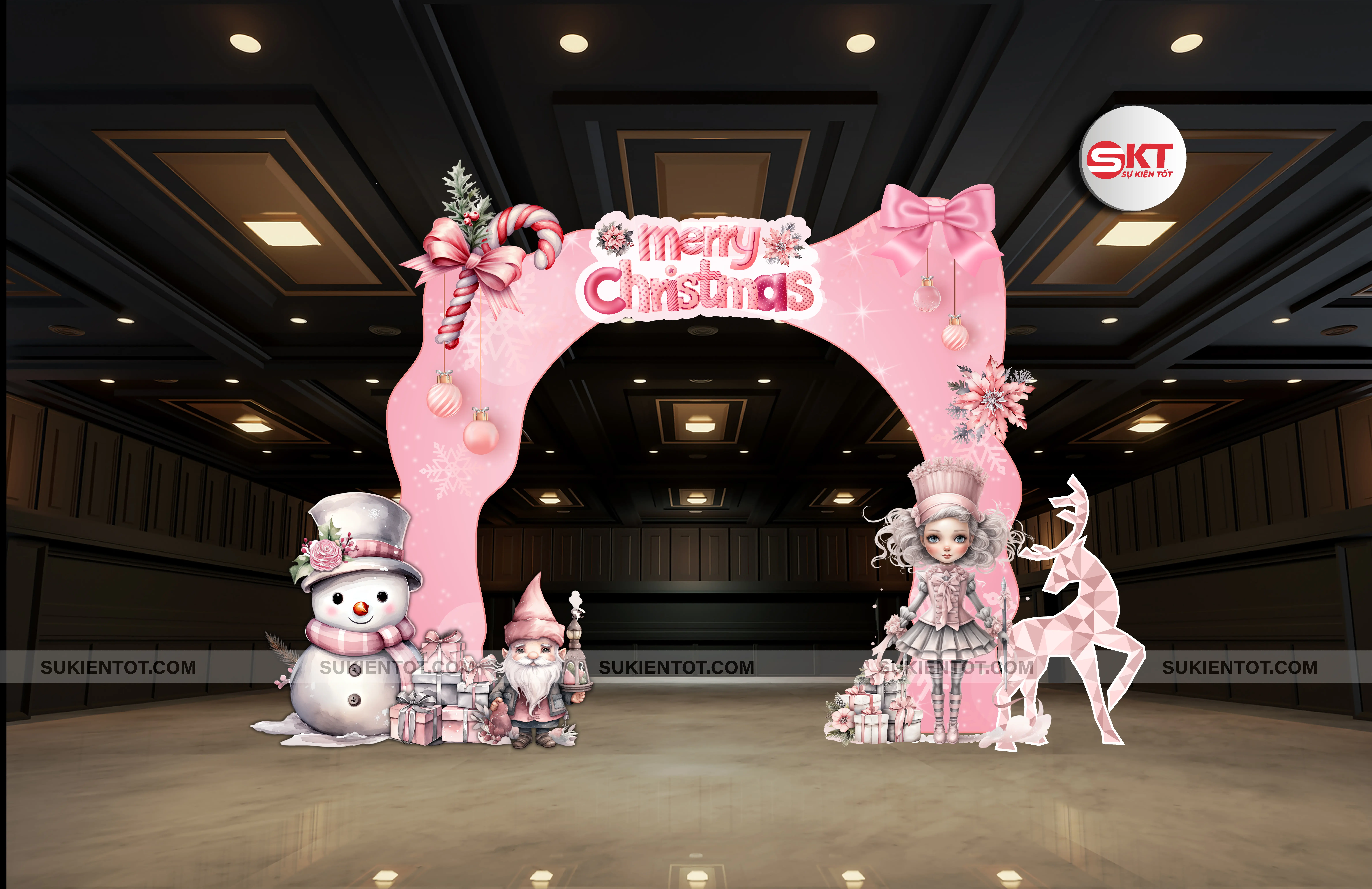 File thiết kế Noel tone hồng N08