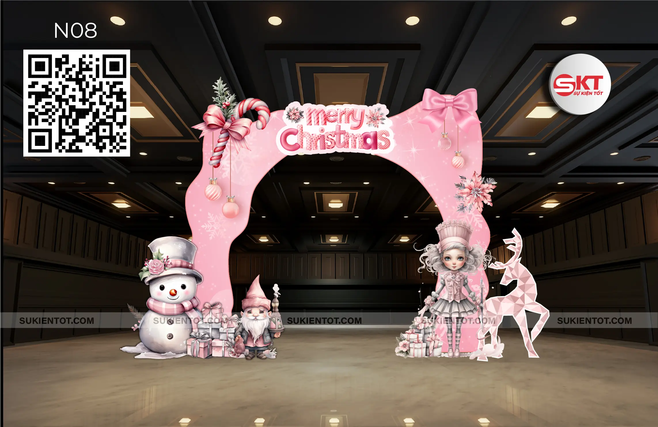 File thiết kế Noel tone hồng N08