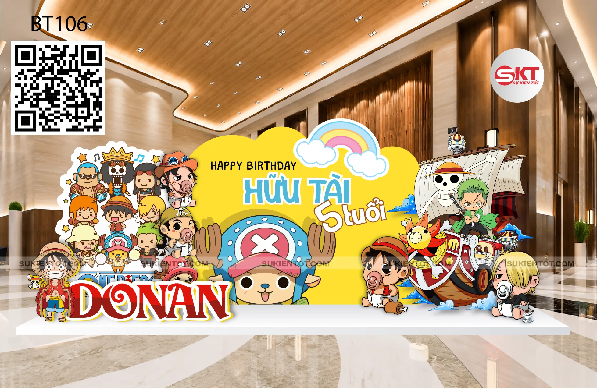 File thiết kế sinh nhật bé trai tone chủ đề one piece BT106