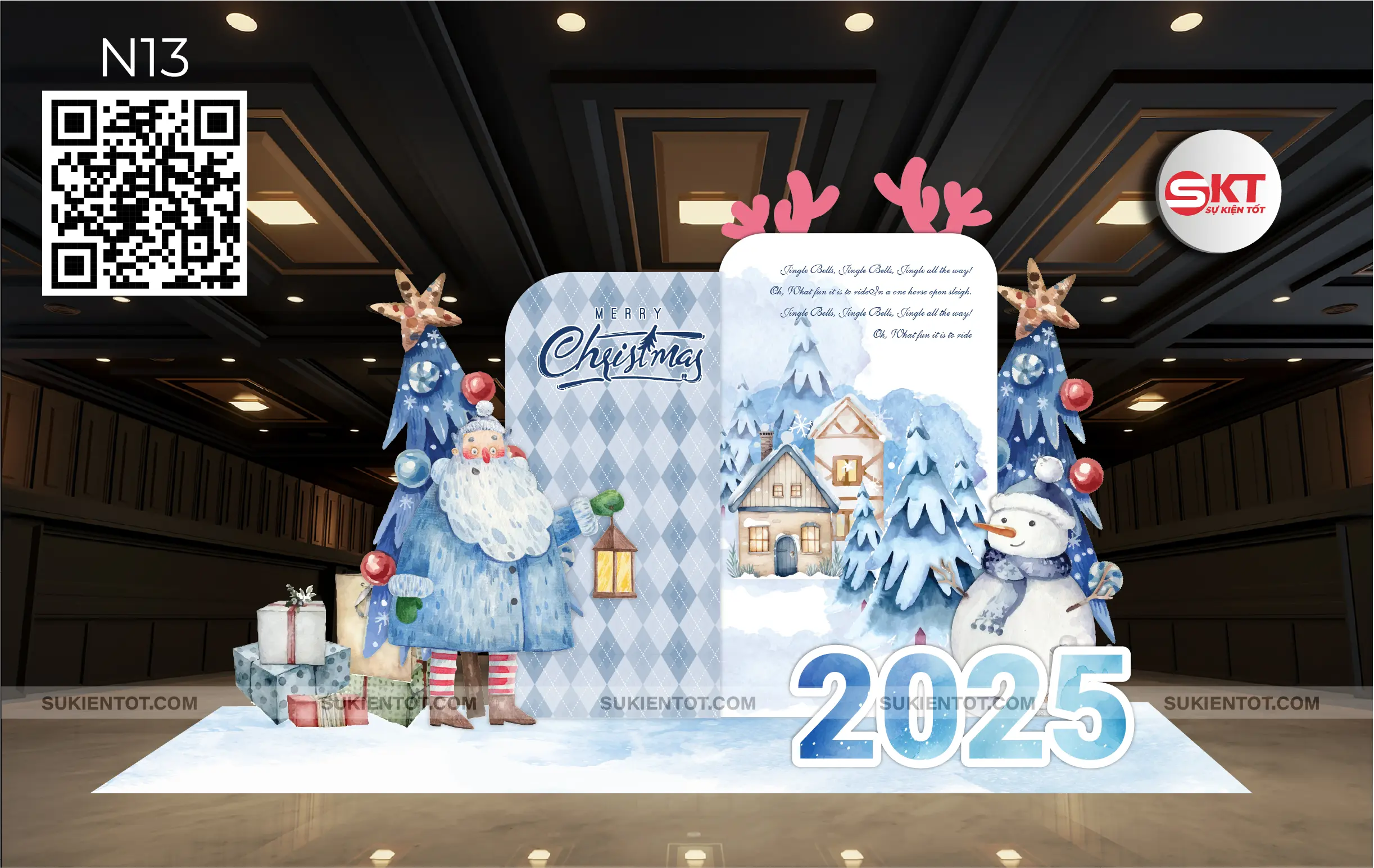 File thiết kế Noel tone xanh da trời N13