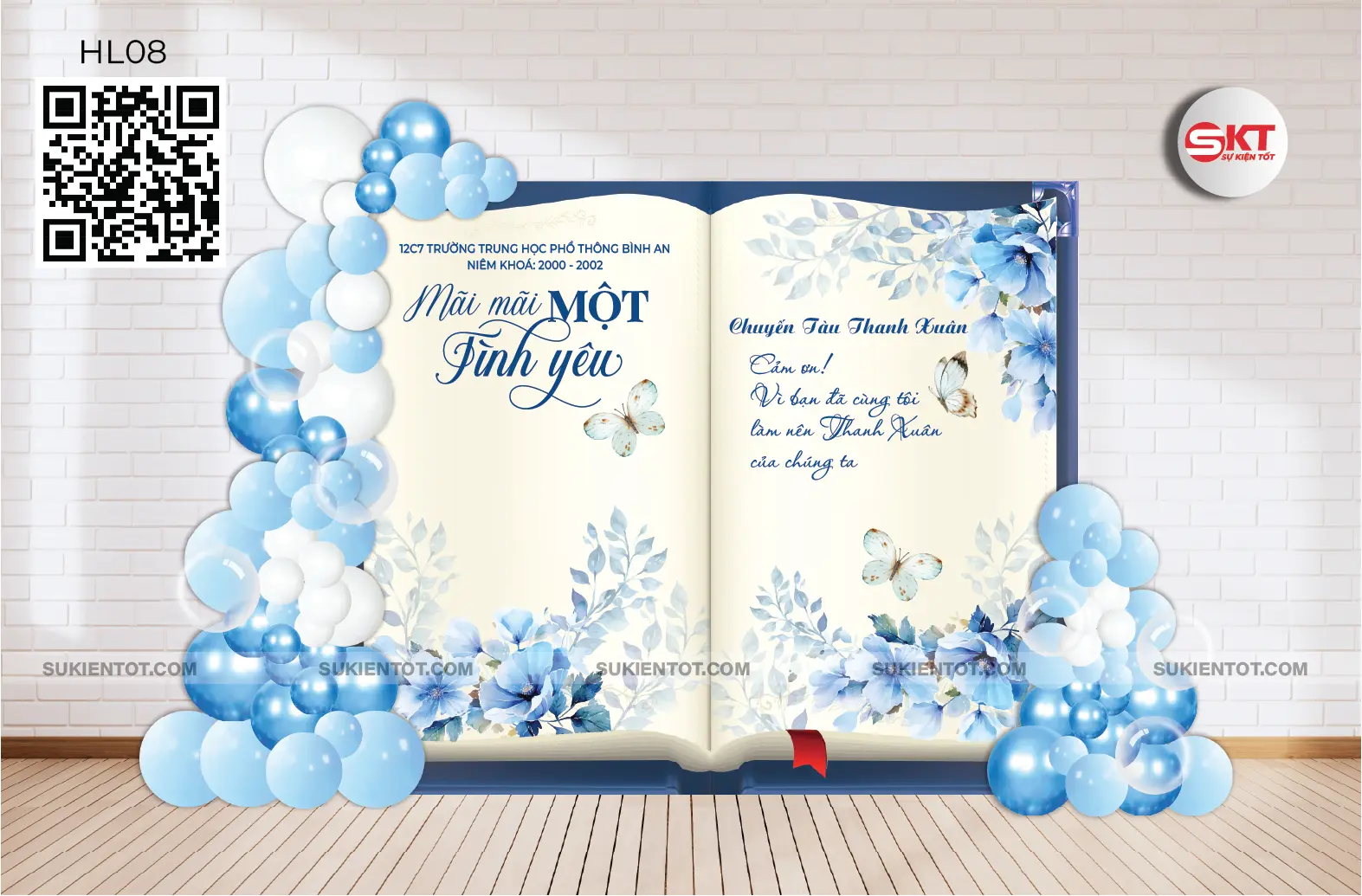 File thiết kế họp lớp tone xanh da trời HL08