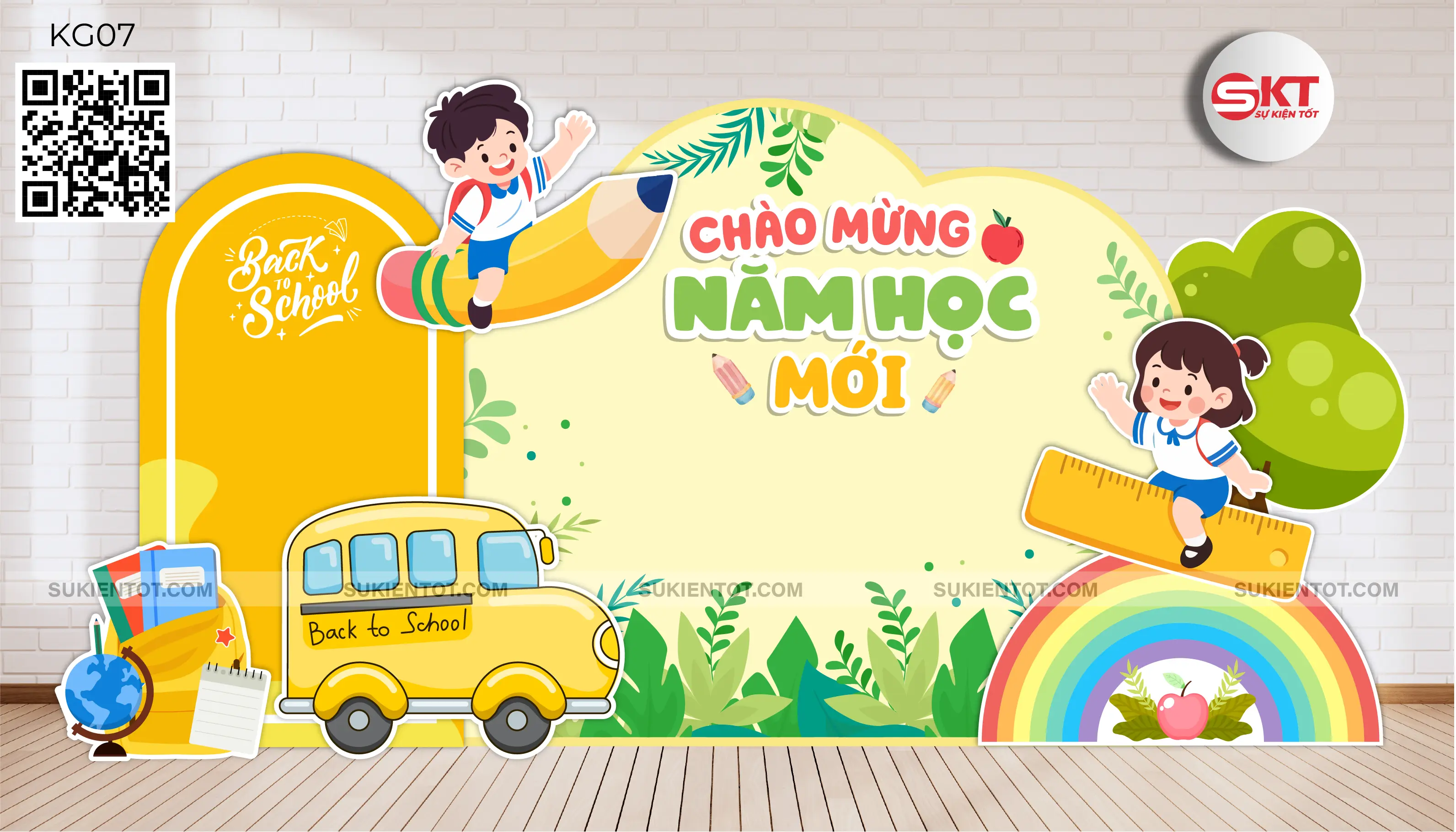 File thiết kế Lễ Khai Giảng tone vàng KG07