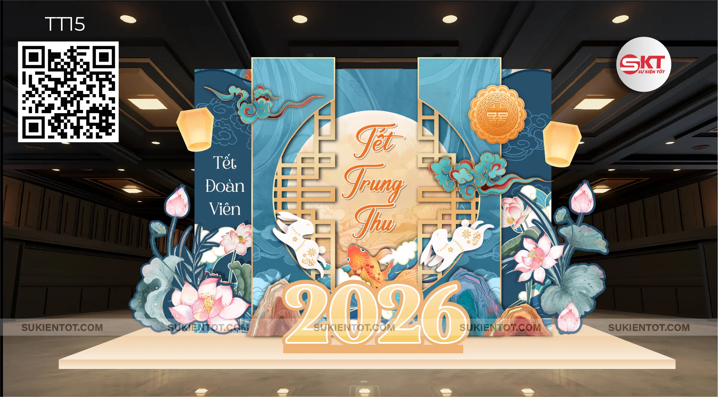 File thiết kế Trung Thu tone xanh TT15