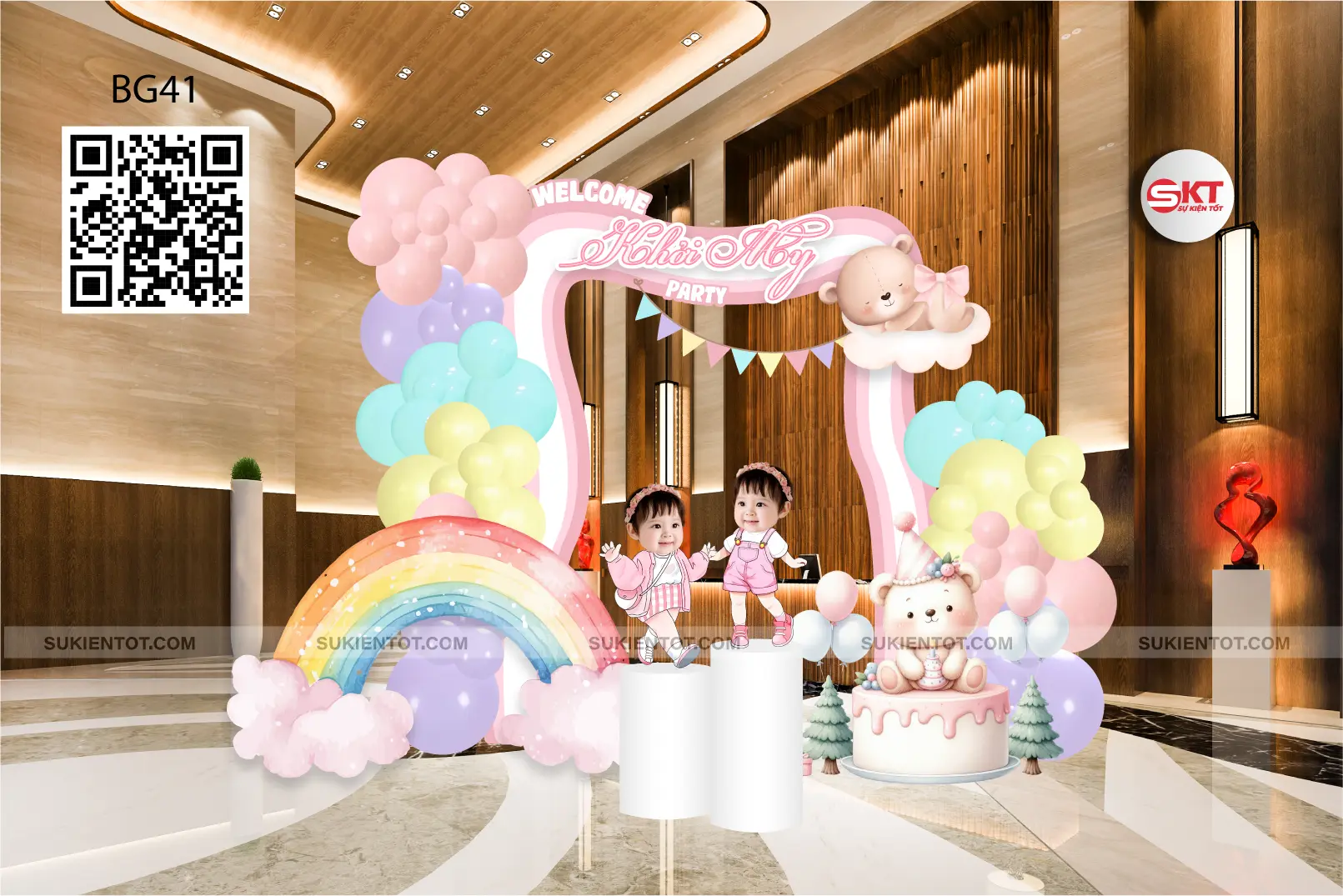 File thiết kế sinh nhật bé gái tone hồng BG41