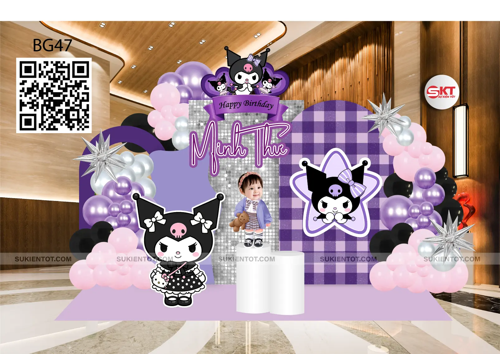 File thiết kế sinh nhật bé gái tone tím BG47