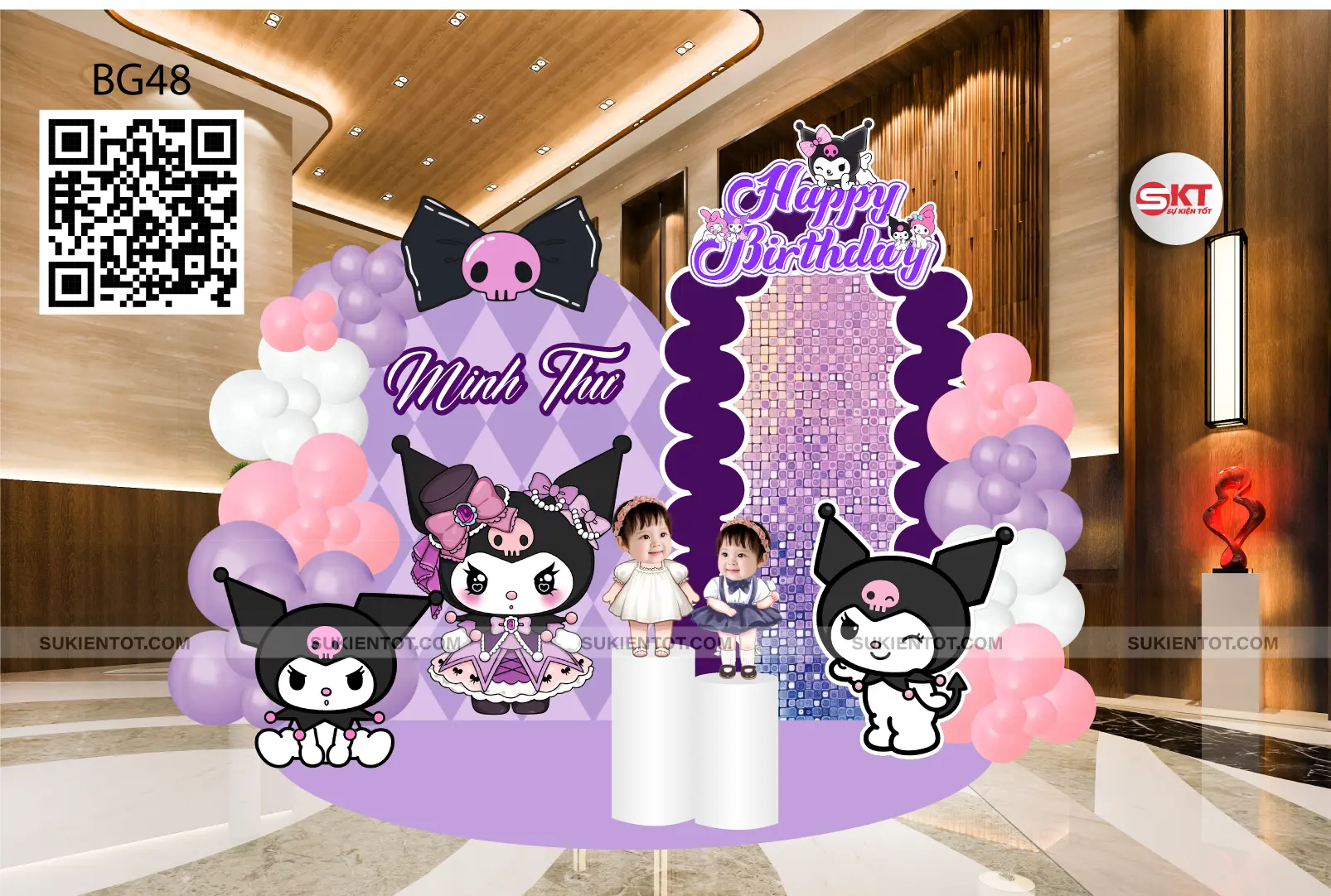File thiết kế sinh nhật bé gái tone tím BG48
