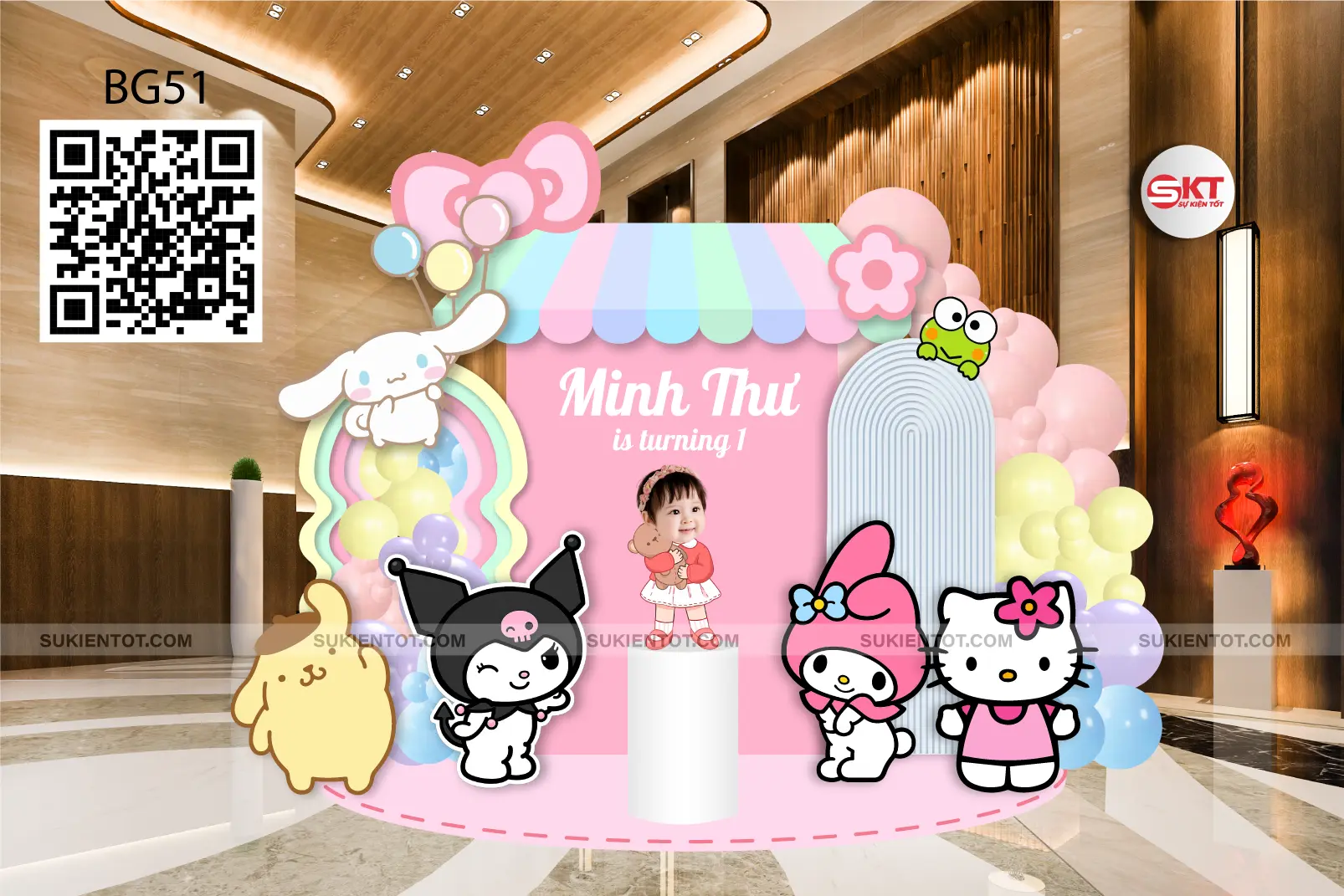 File thiết kế sinh nhật bé gái tone hồng BG51