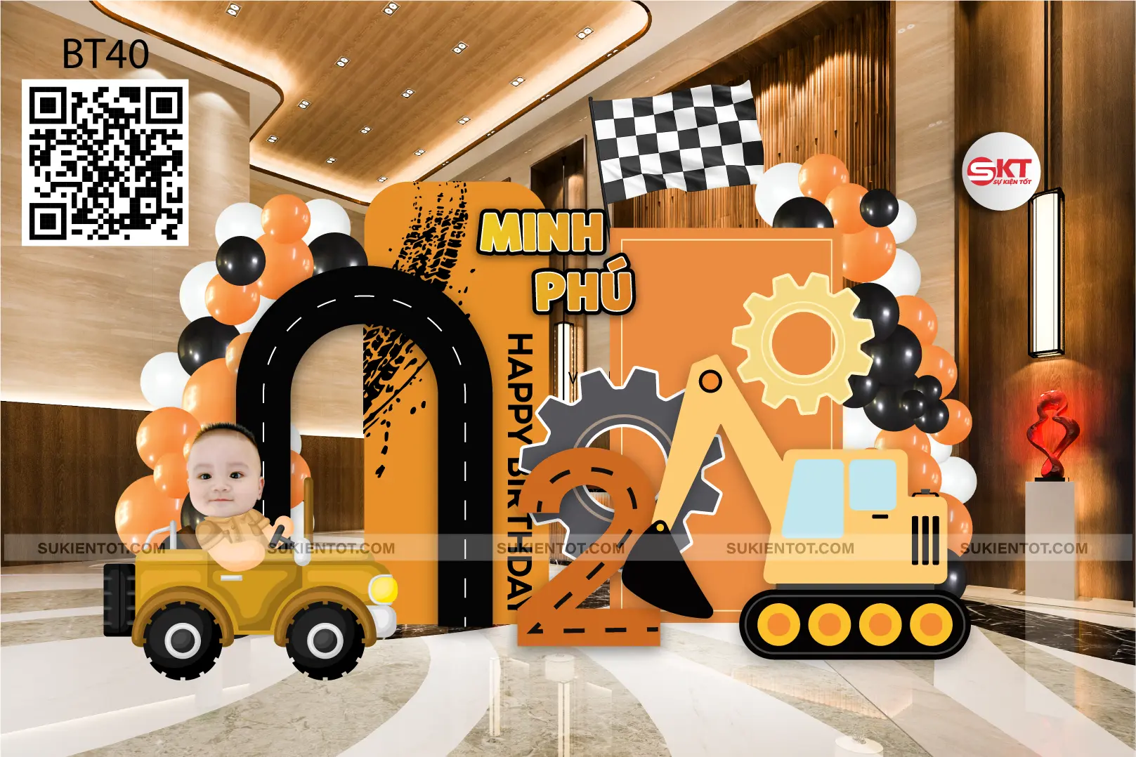 File thiết kế sinh nhật bé trai tone cam BT40