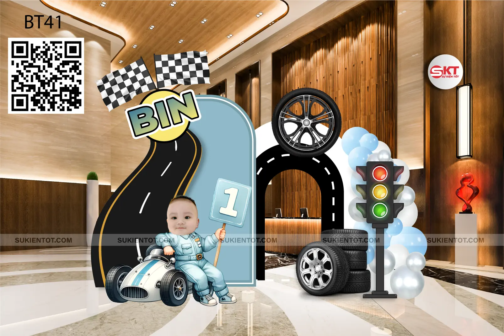 File thiết kế  sinh nhật bé trai tone xanh da trời BT41