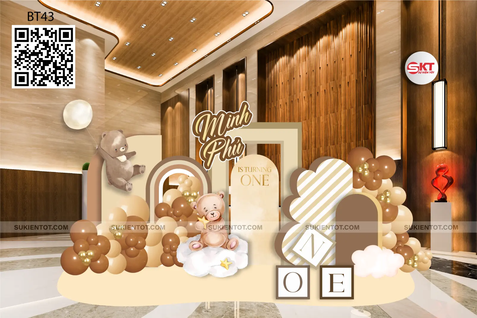File thiết kế  sinh nhật bé trai tone nâu BT43