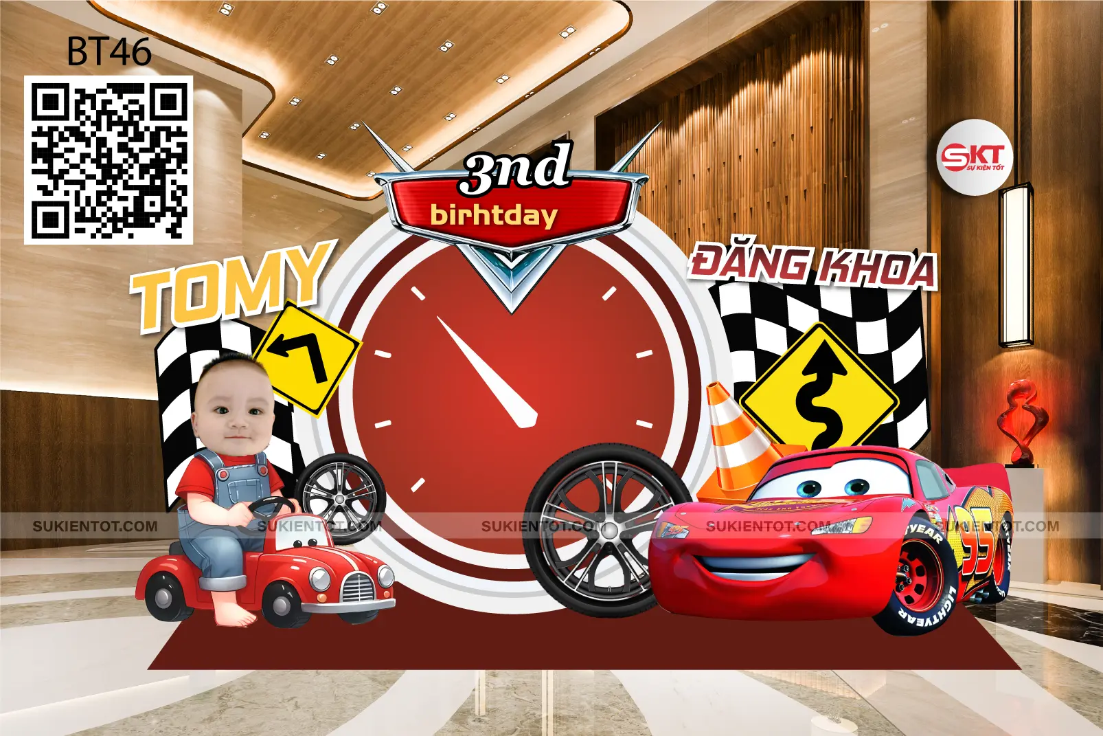 File thiết kế  sinh nhật bé trai tone đỏ BT46