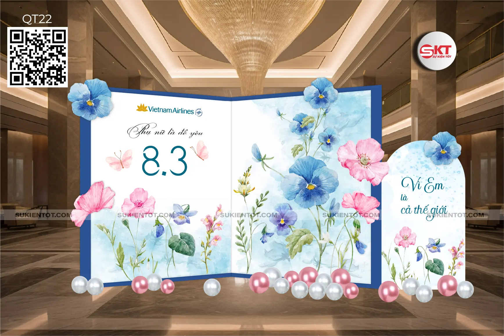 File thiết kế Quốc Tế Phụ Nữ tone xanh dương QT22