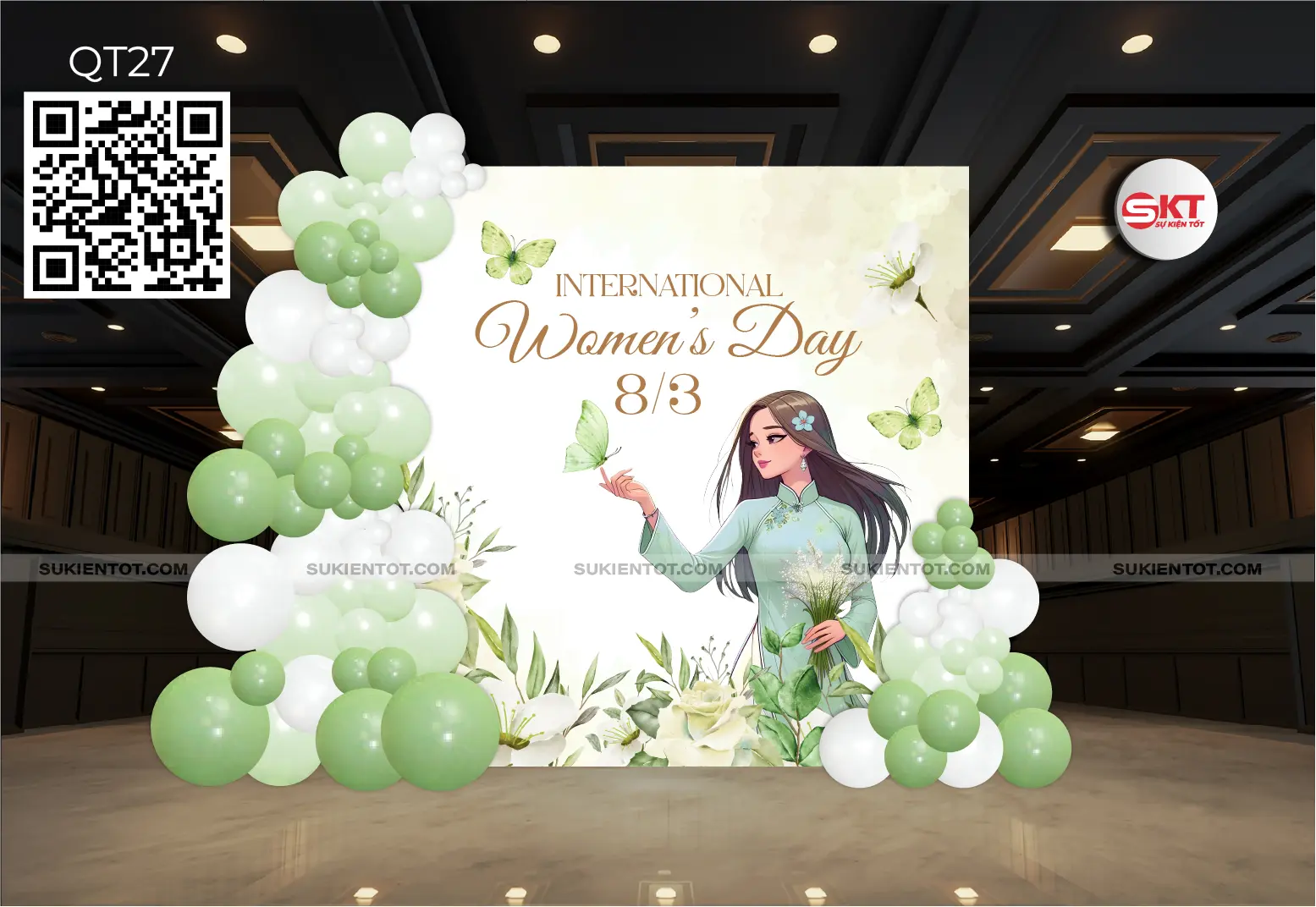 File thiết kế Quốc Tế Phụ Nữ tone xanh lá QT27