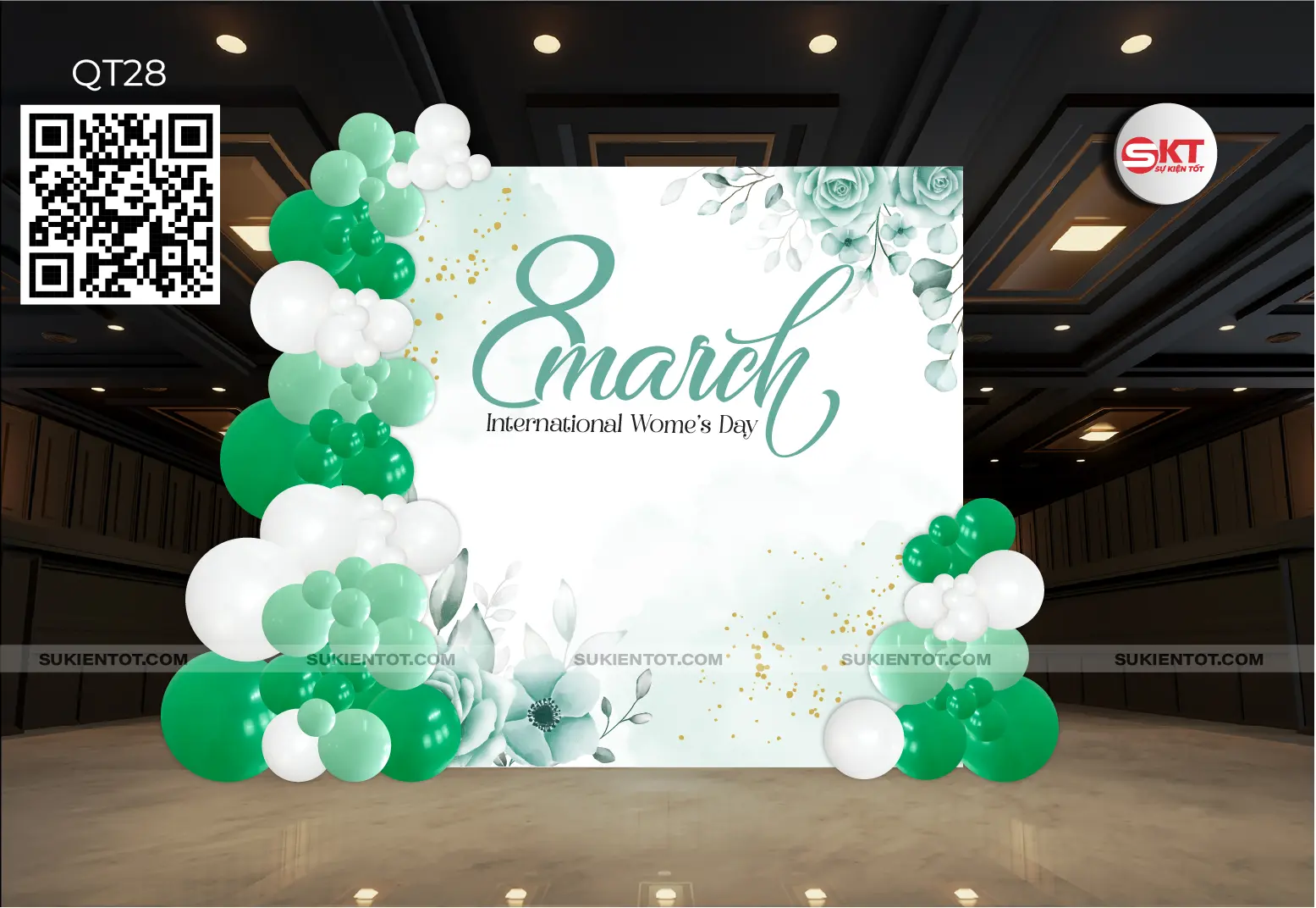 File thiết kế Quốc Tế Phụ Nữ tone xanh lá QT28