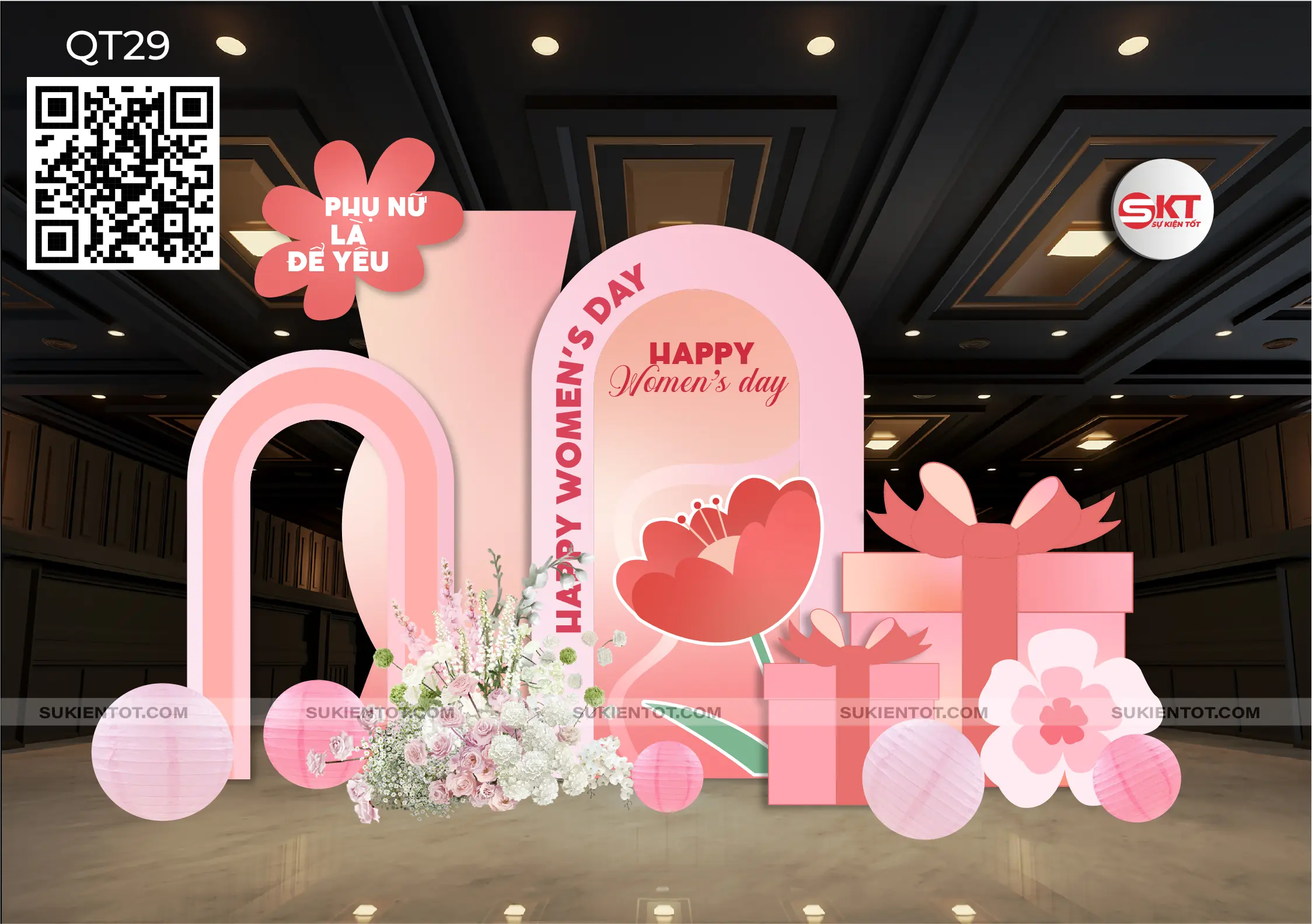 File thiết kế Quốc Tế Phụ Nữ tone hồng QT29
