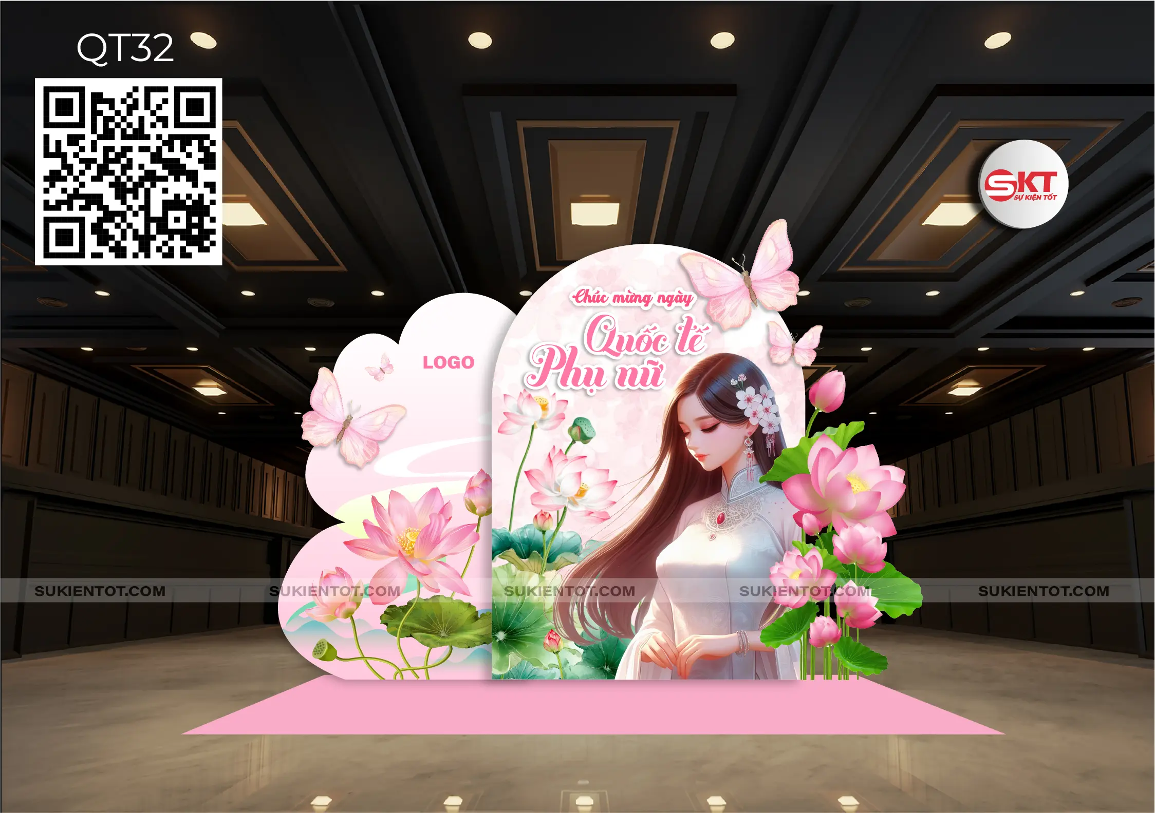 File thiết kế Quốc Tế Phụ Nữ tone Hồng QT32
