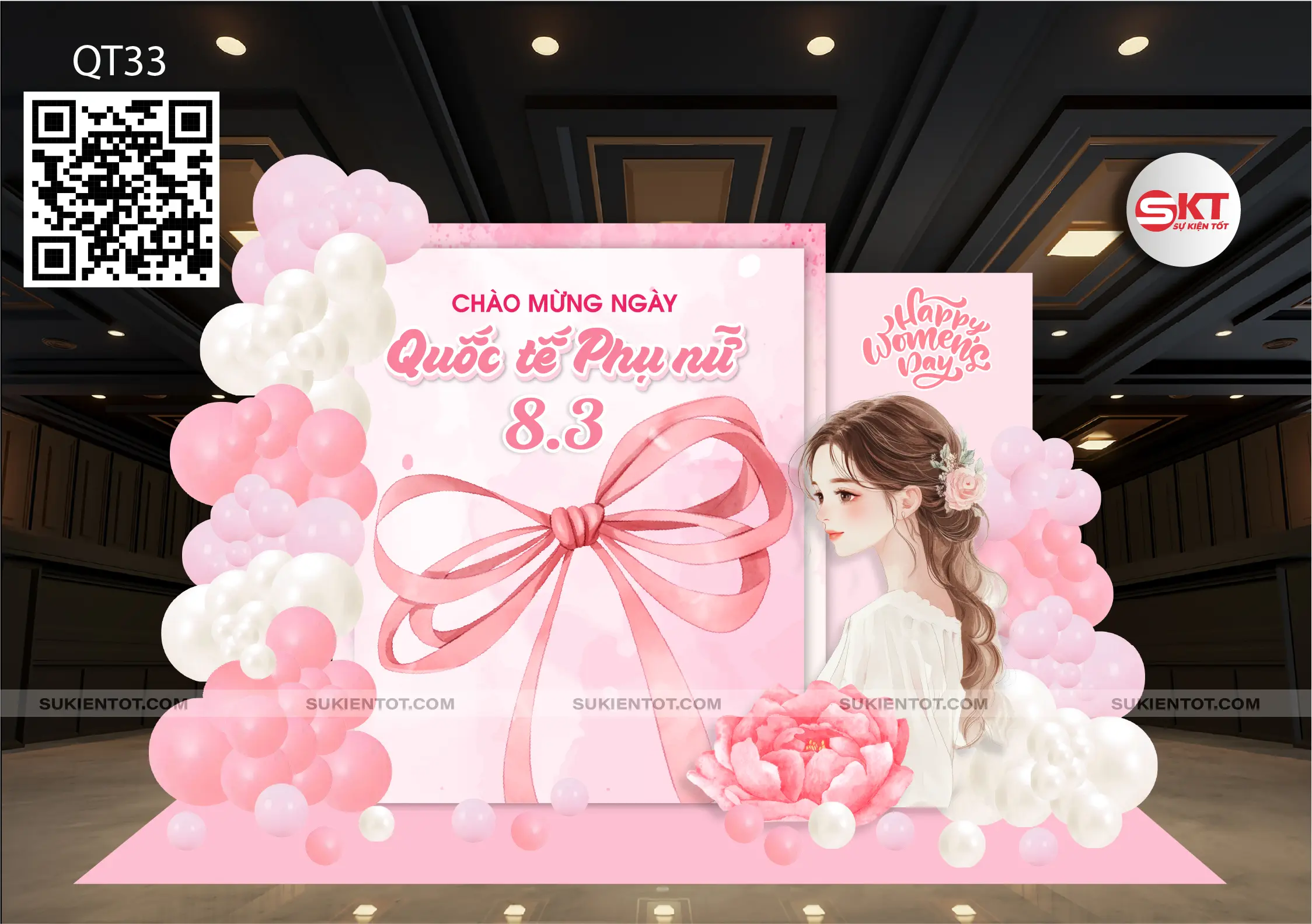 File thiết kế Quốc Tế Phụ Nữ tone hồng QT33