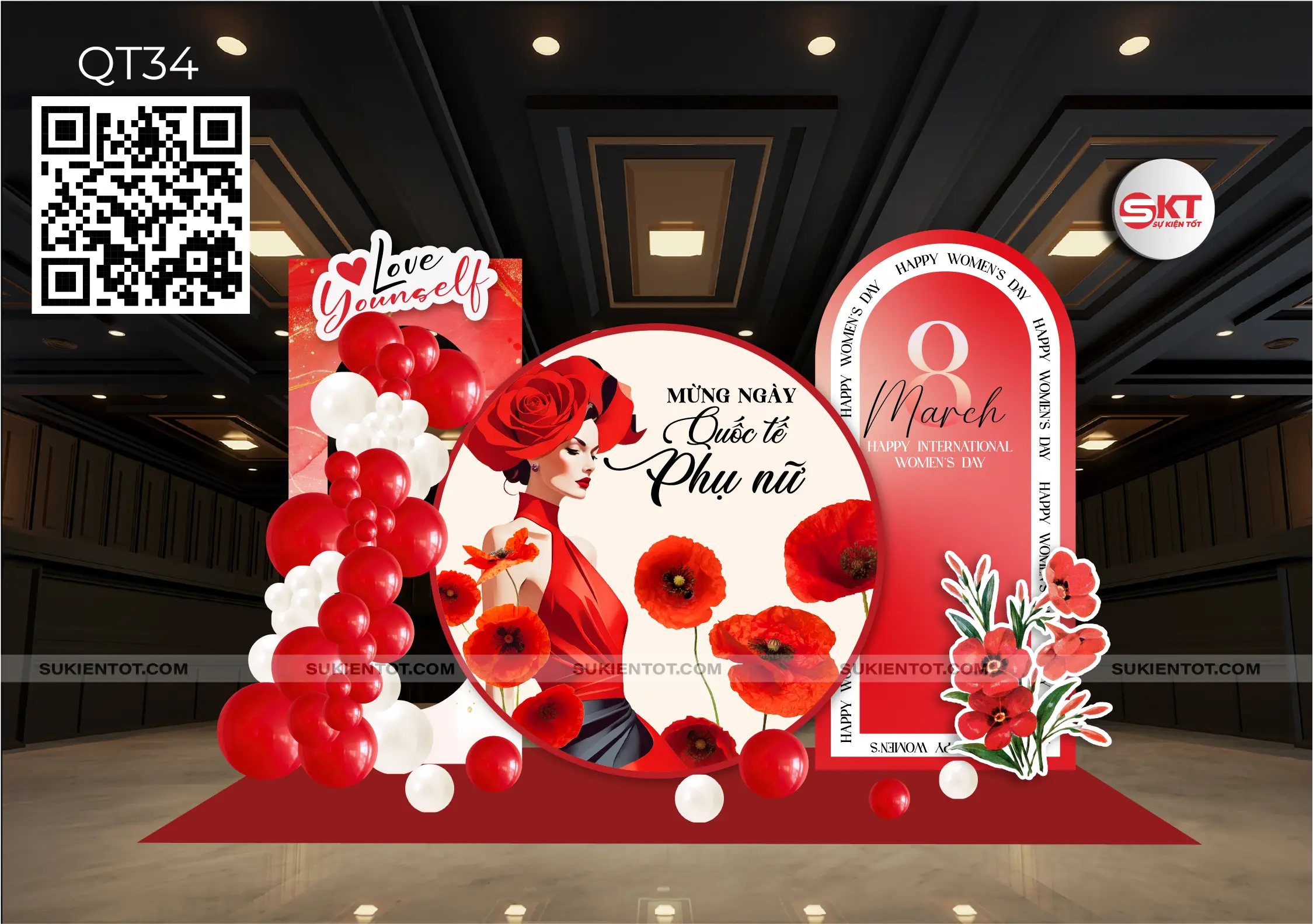 File thiết kế Quốc Tế Phụ Nữ tone hồng QT34