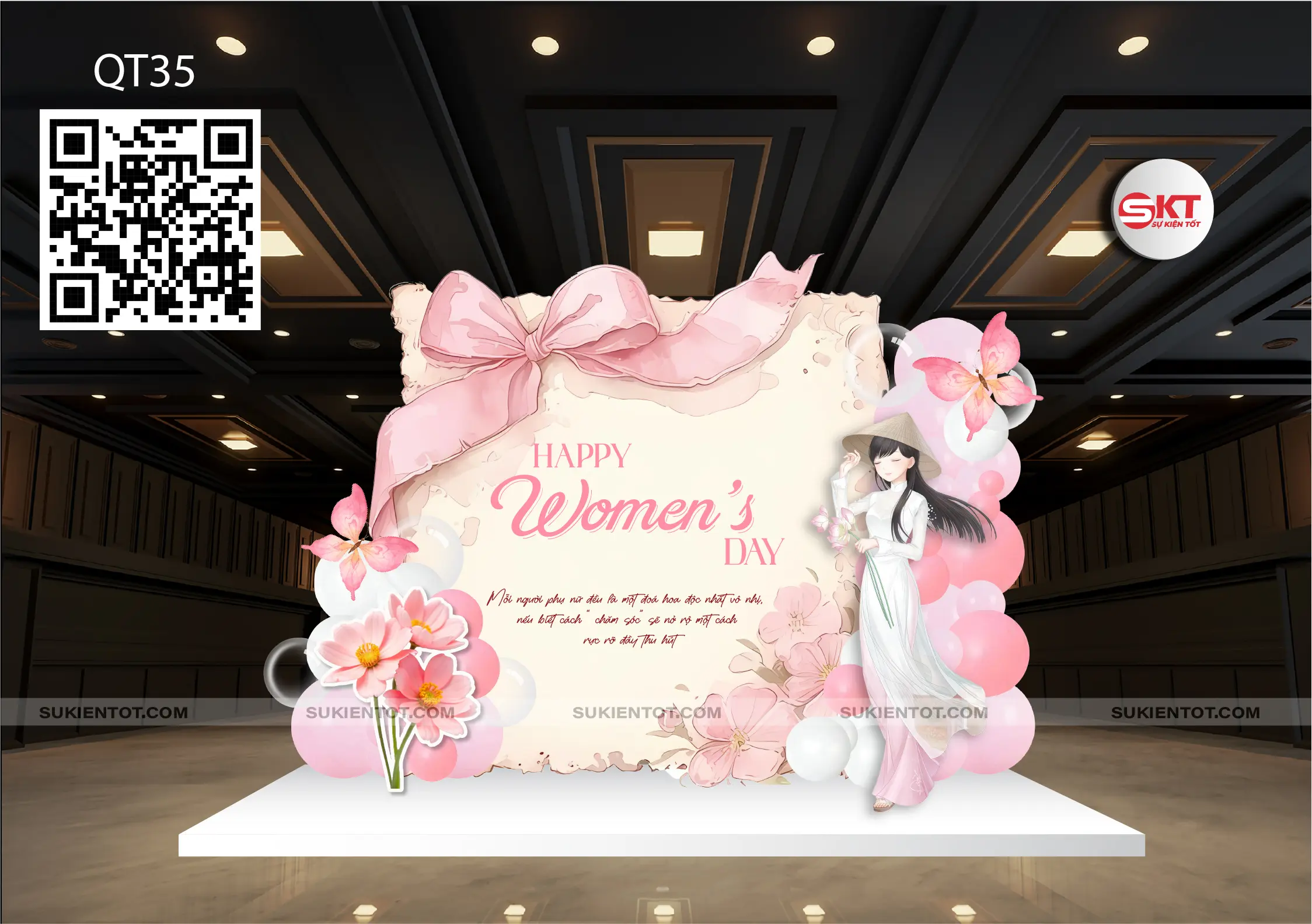 File thiết kế Quốc Tế Phụ Nữ tone hồng QT35
