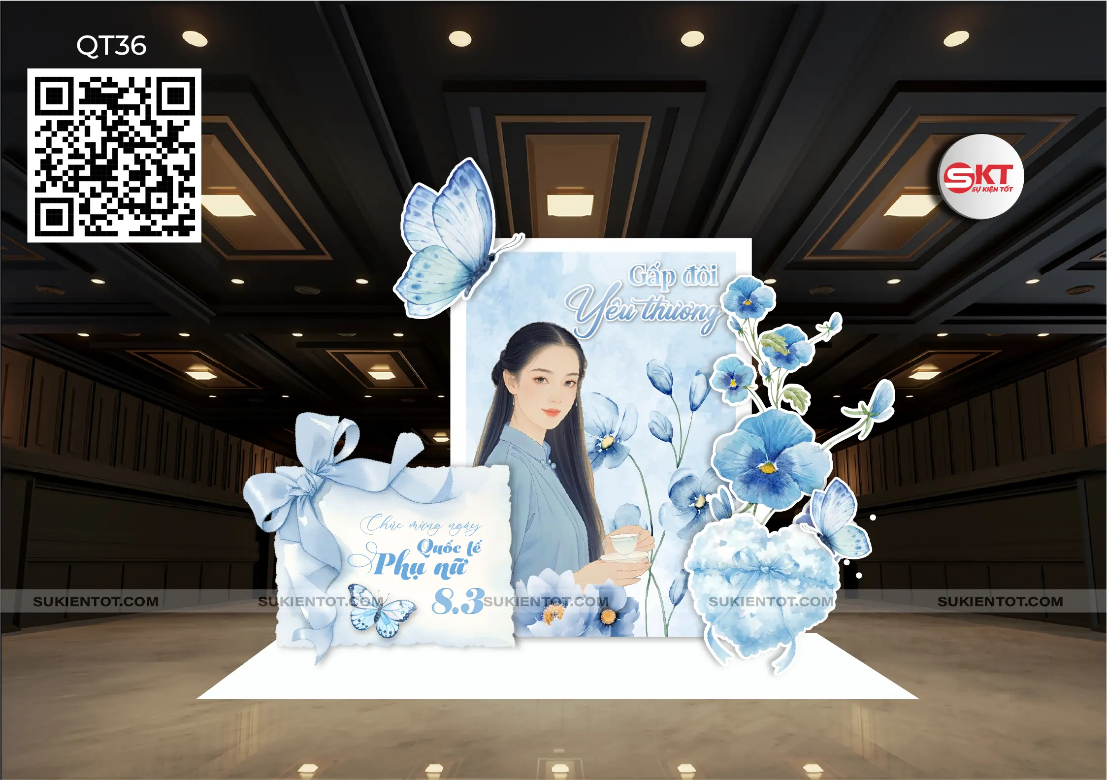 File thiết kế Quốc Tế Phụ Nữ tone xanh da trời QT36