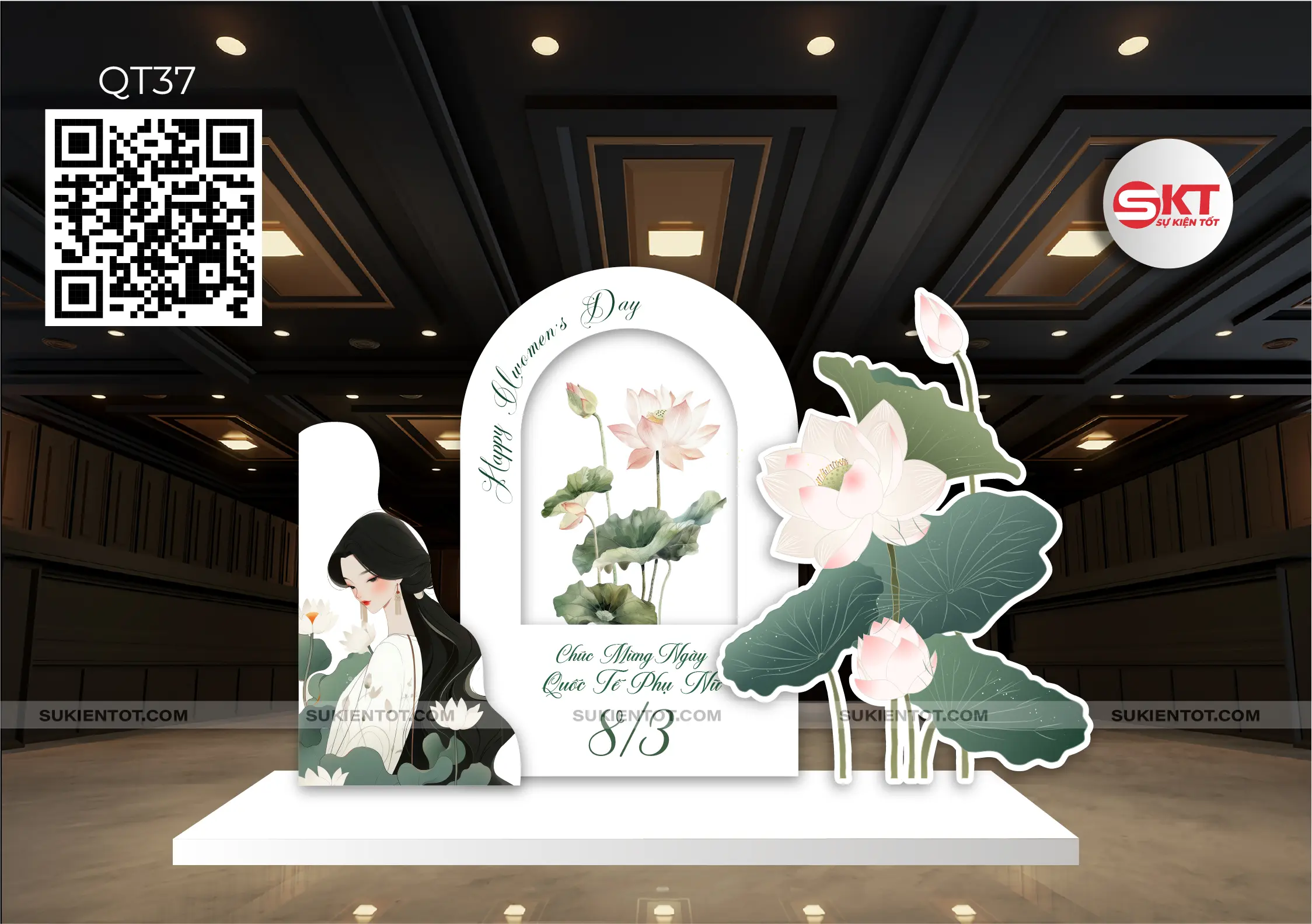 File thiết kế Quốc Tế Phụ Nữ tone trắng xanh lá QT37