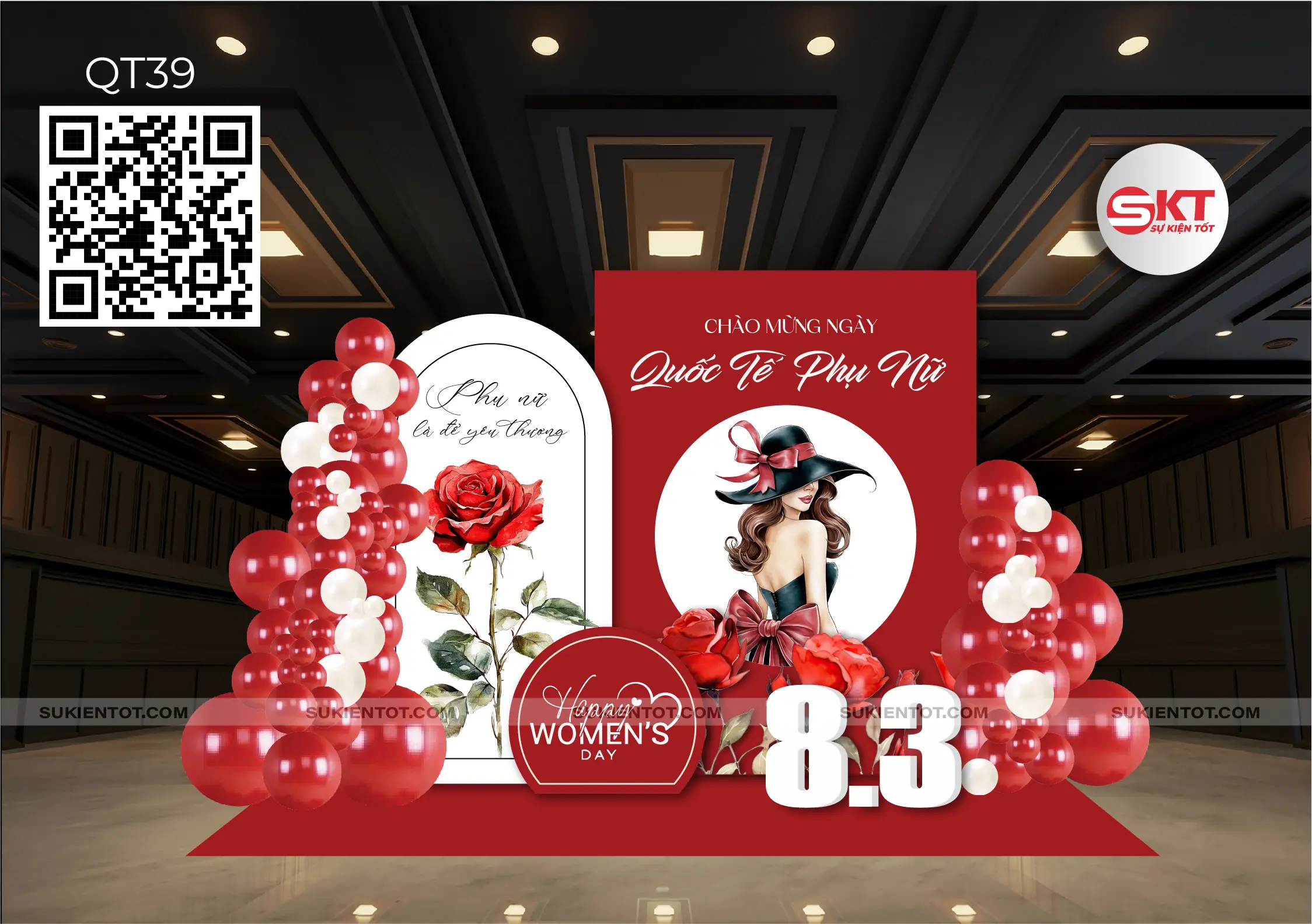 File thiết kế Quốc Tế Phụ Nữ tone đỏ QT39
