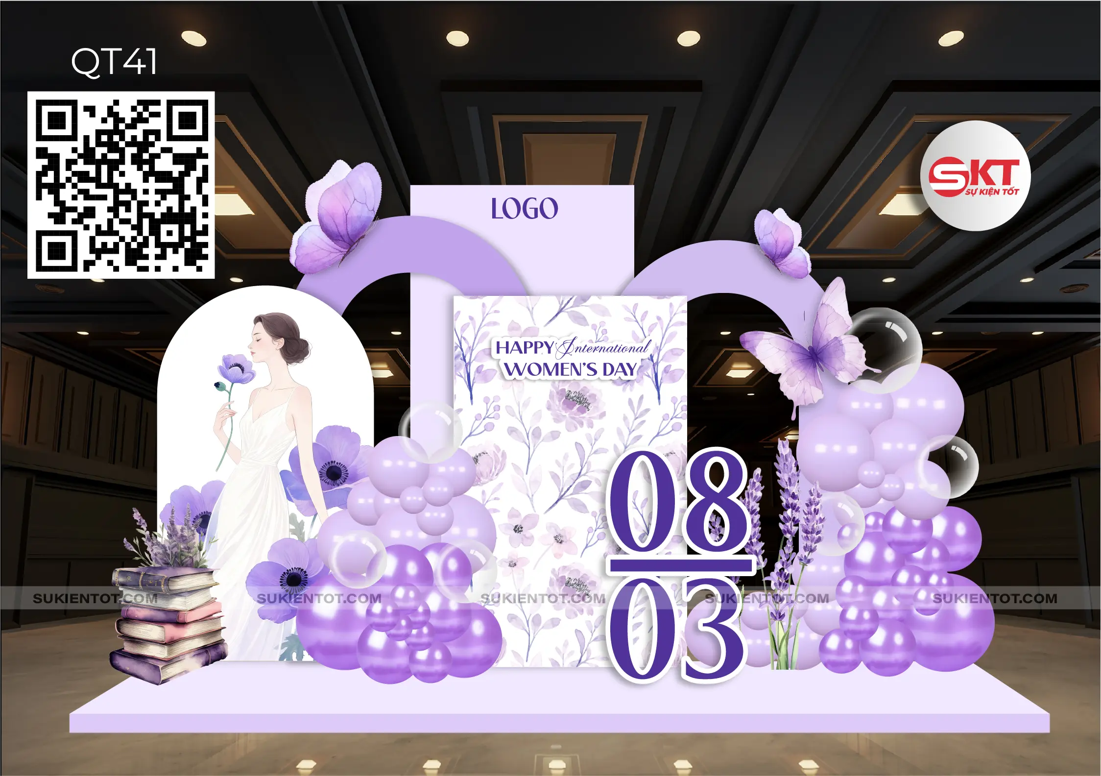 File thiết kế Quốc Tế Phụ Nữ tone tím QT41