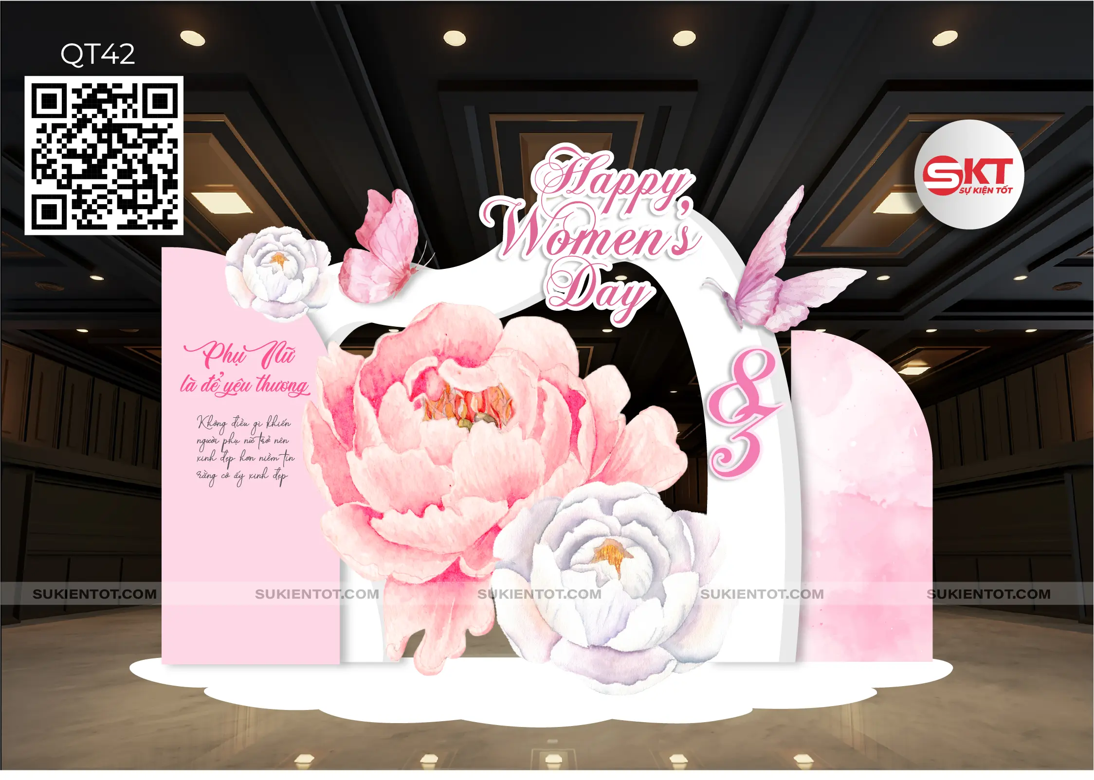 File thiết kế Quốc Tế Phụ Nữ tone hồng QT42