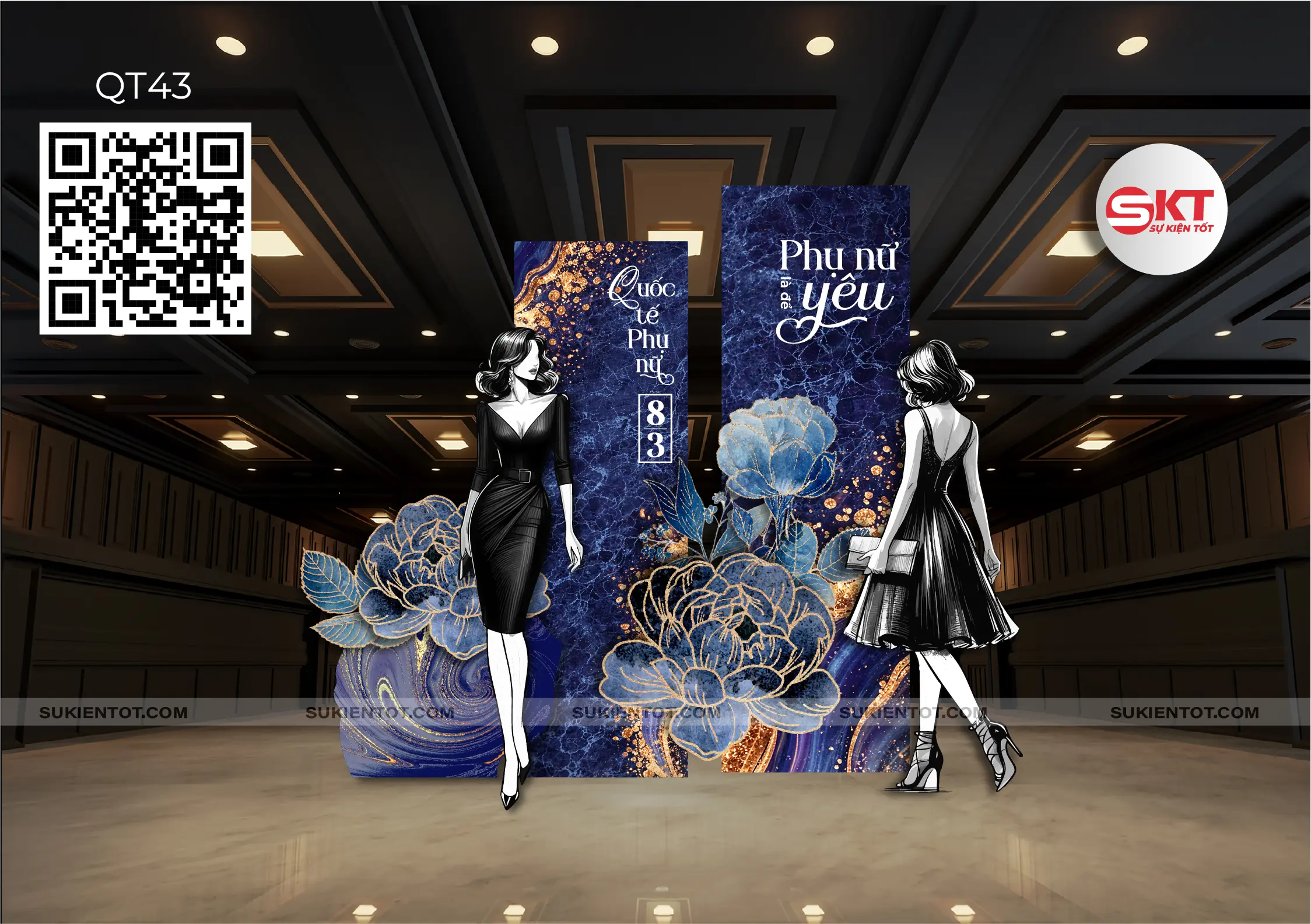 File thiết kế Quốc Tế Phụ Nữ tone xanh dương QT43