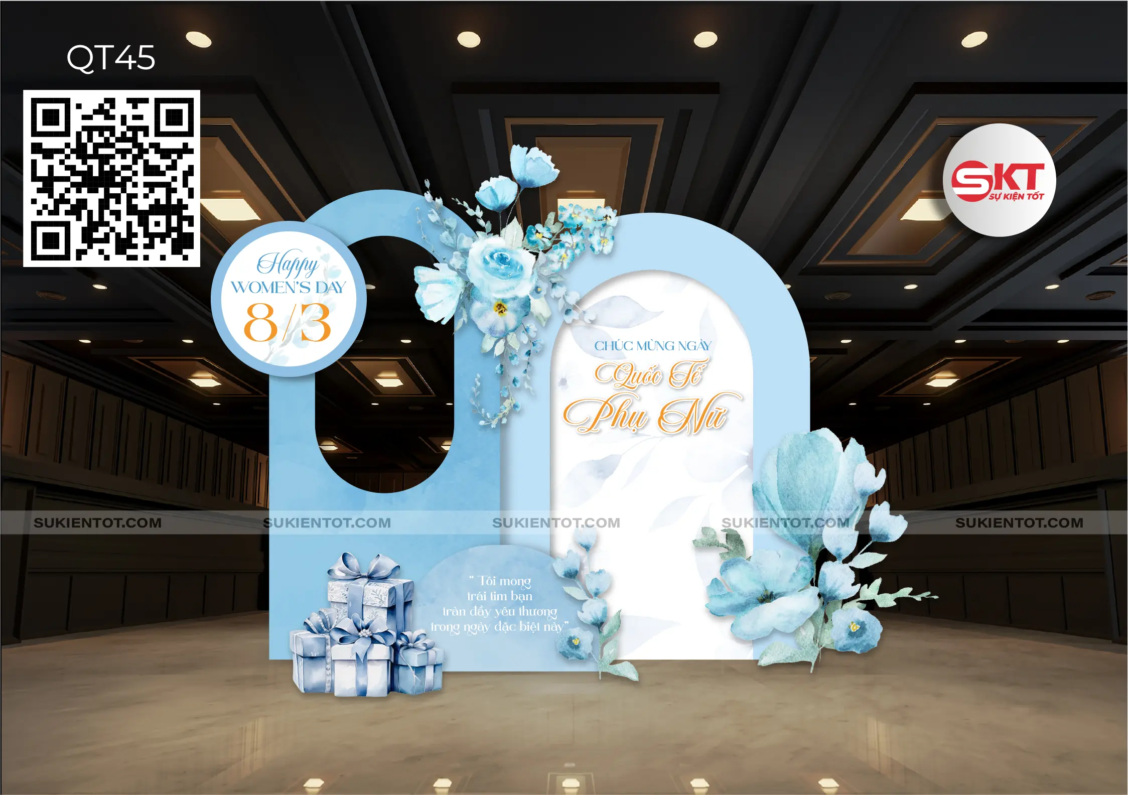 File thiết kế Quốc Tế Phụ Nữ tone xanh dương QT45