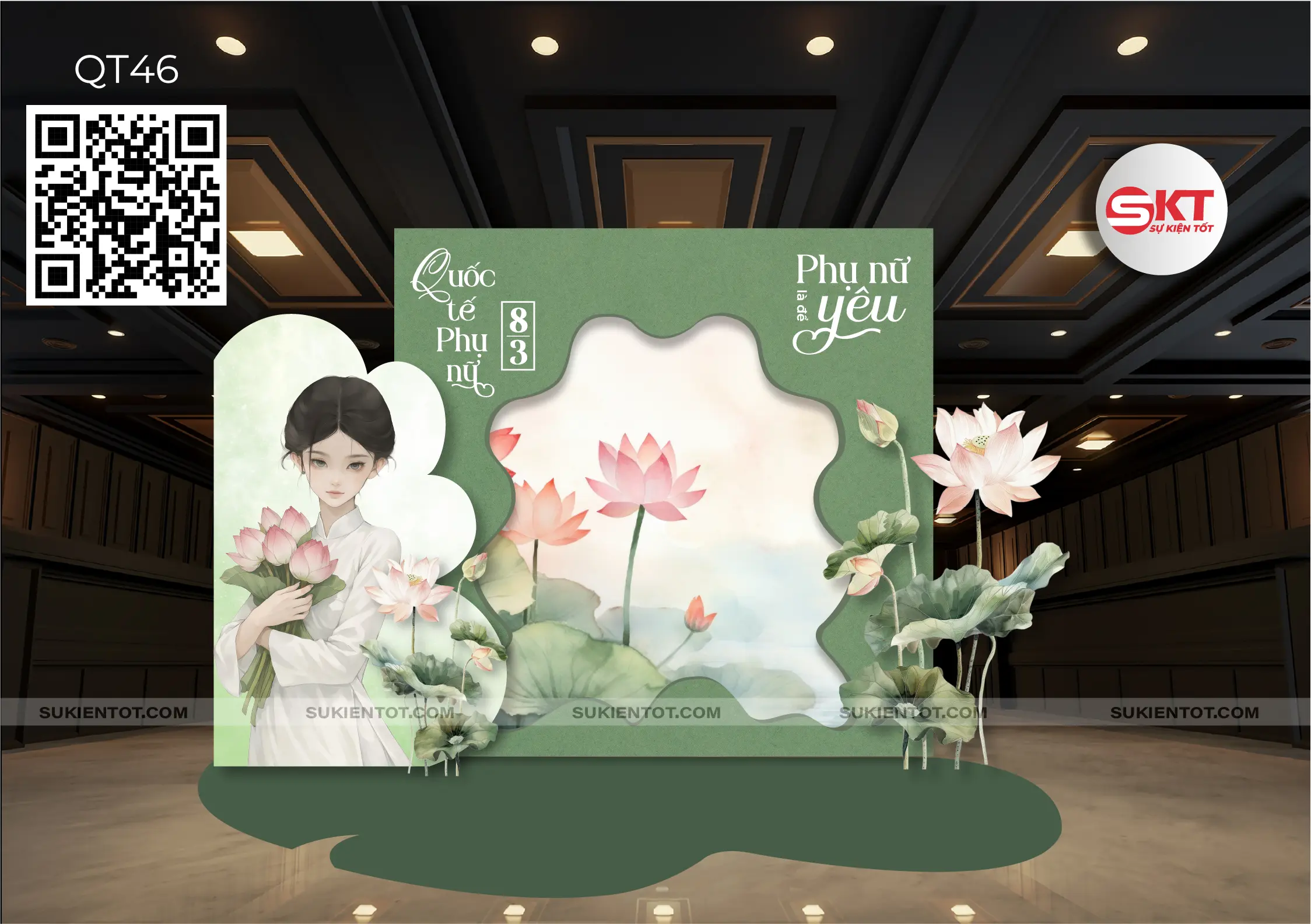 File thiết kế Quốc Tế Phụ Nữ tone xanh lá QT46