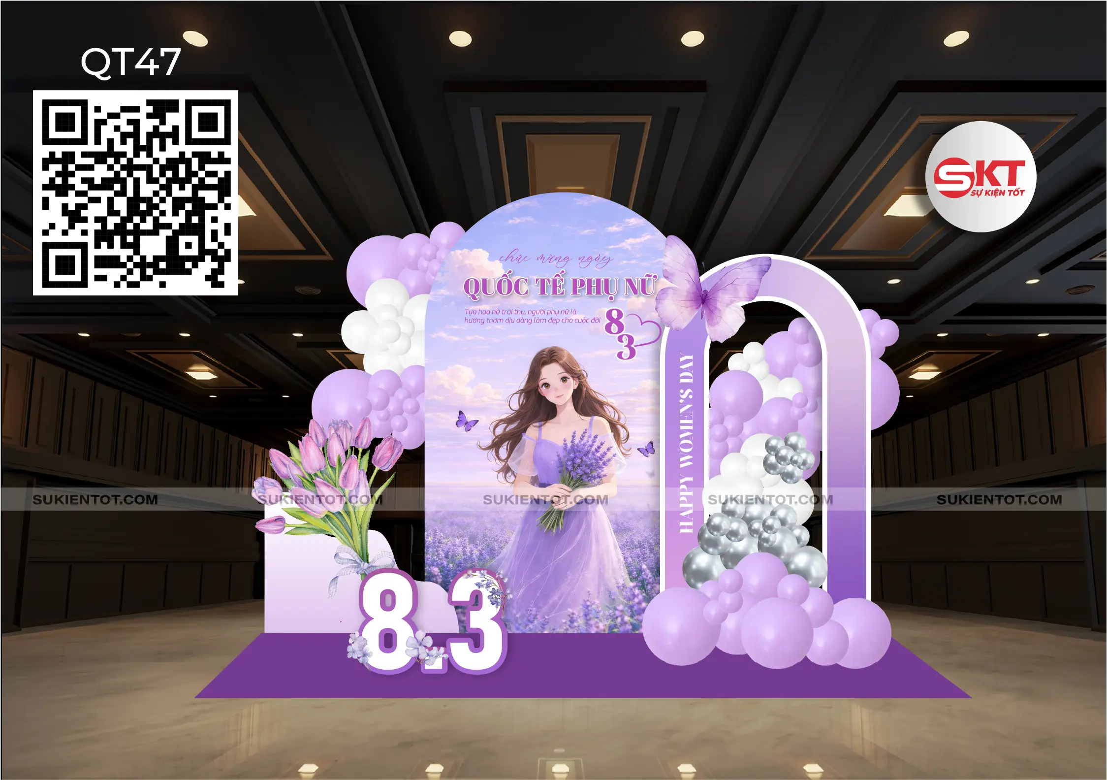 File thiết kế Quốc Tế Phụ Nữ tone tím QT47