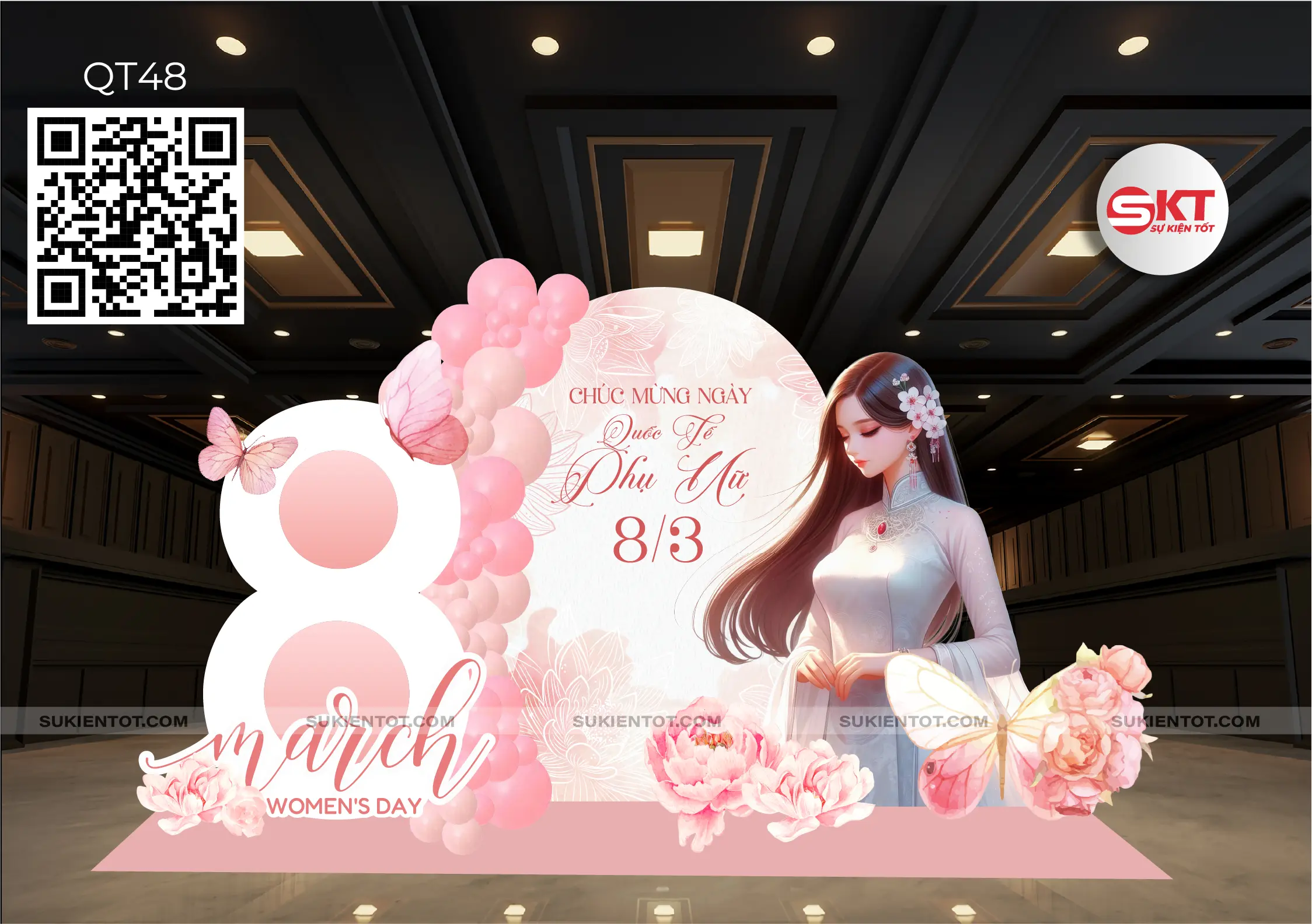 File thiết kế Quốc Tế Phụ Nữ tone hồng QT48