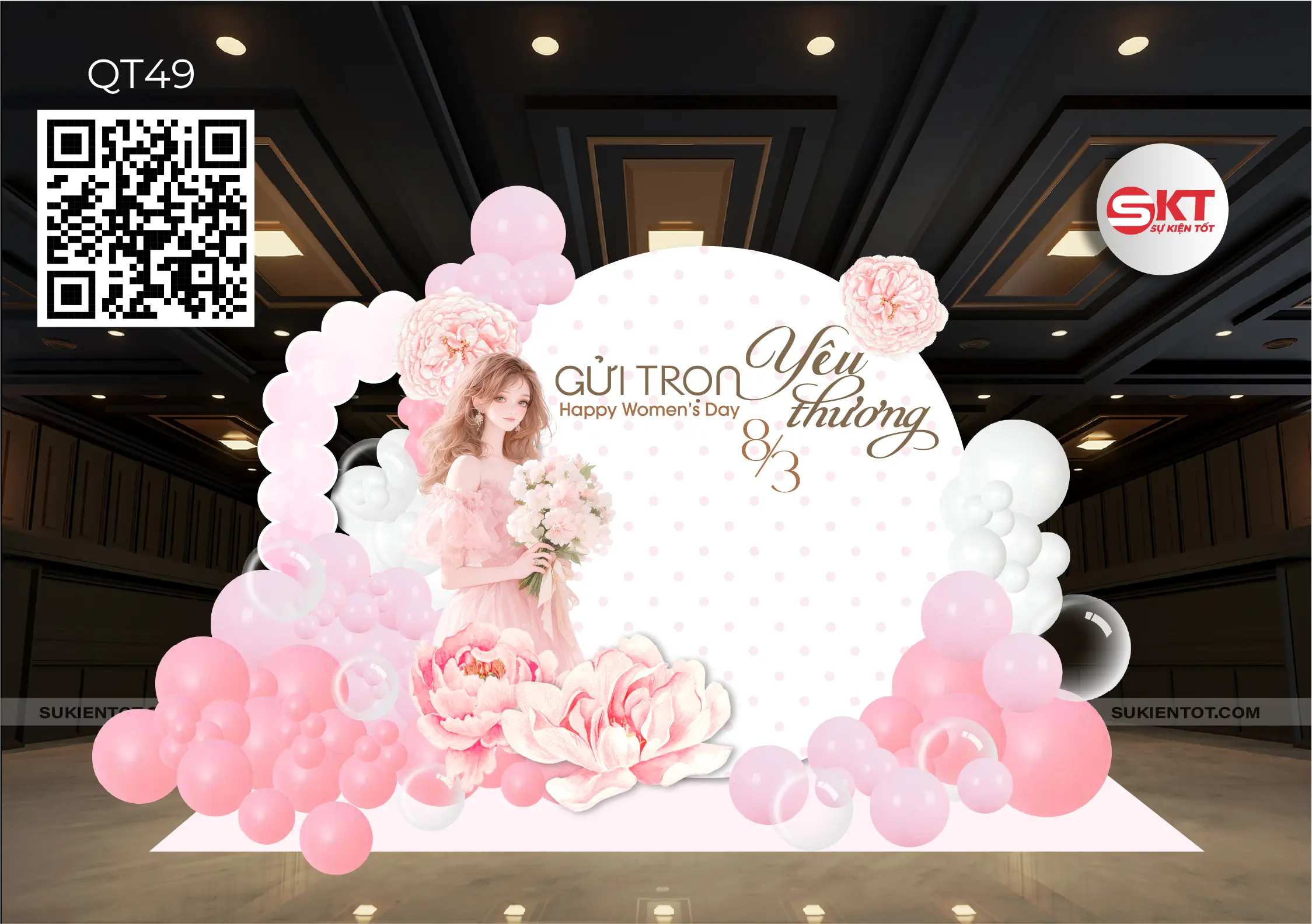 File thiết kế Quốc Tế Phụ Nữ tone hồng QT49
