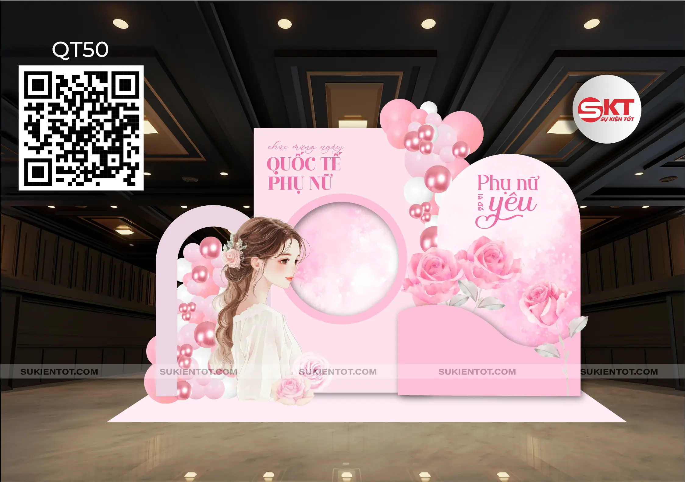 File thiết kế Quốc Tế Phụ Nữ tone hồng QT50