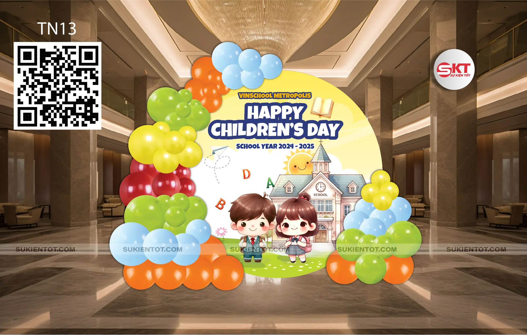 File thiết kế Quốc Tế Thiếu Nhi tone vàng xanh đỏ TN13