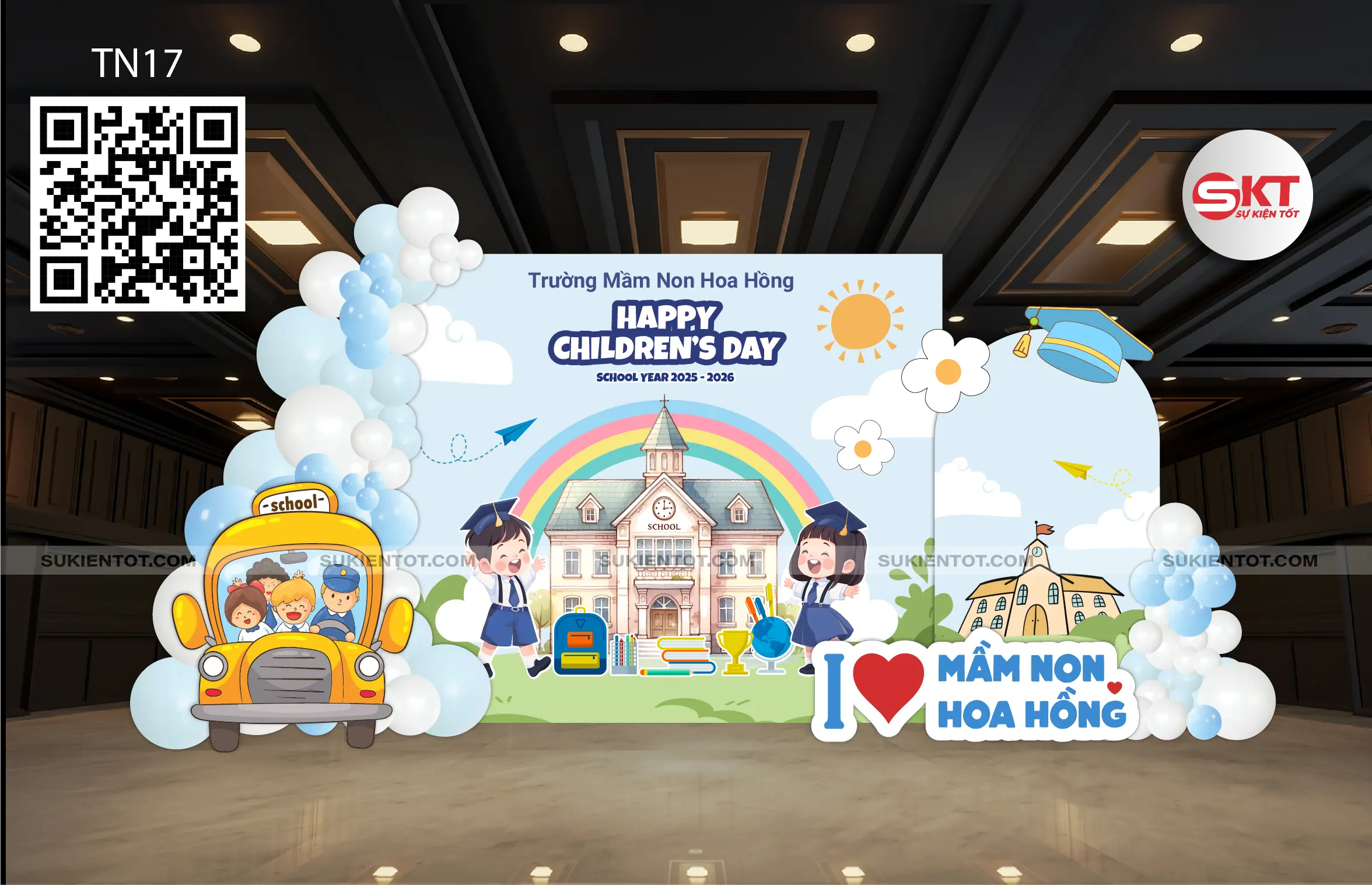 File thiết kế Quốc Tế Thiếu Nhi tone xanh da trời TN17