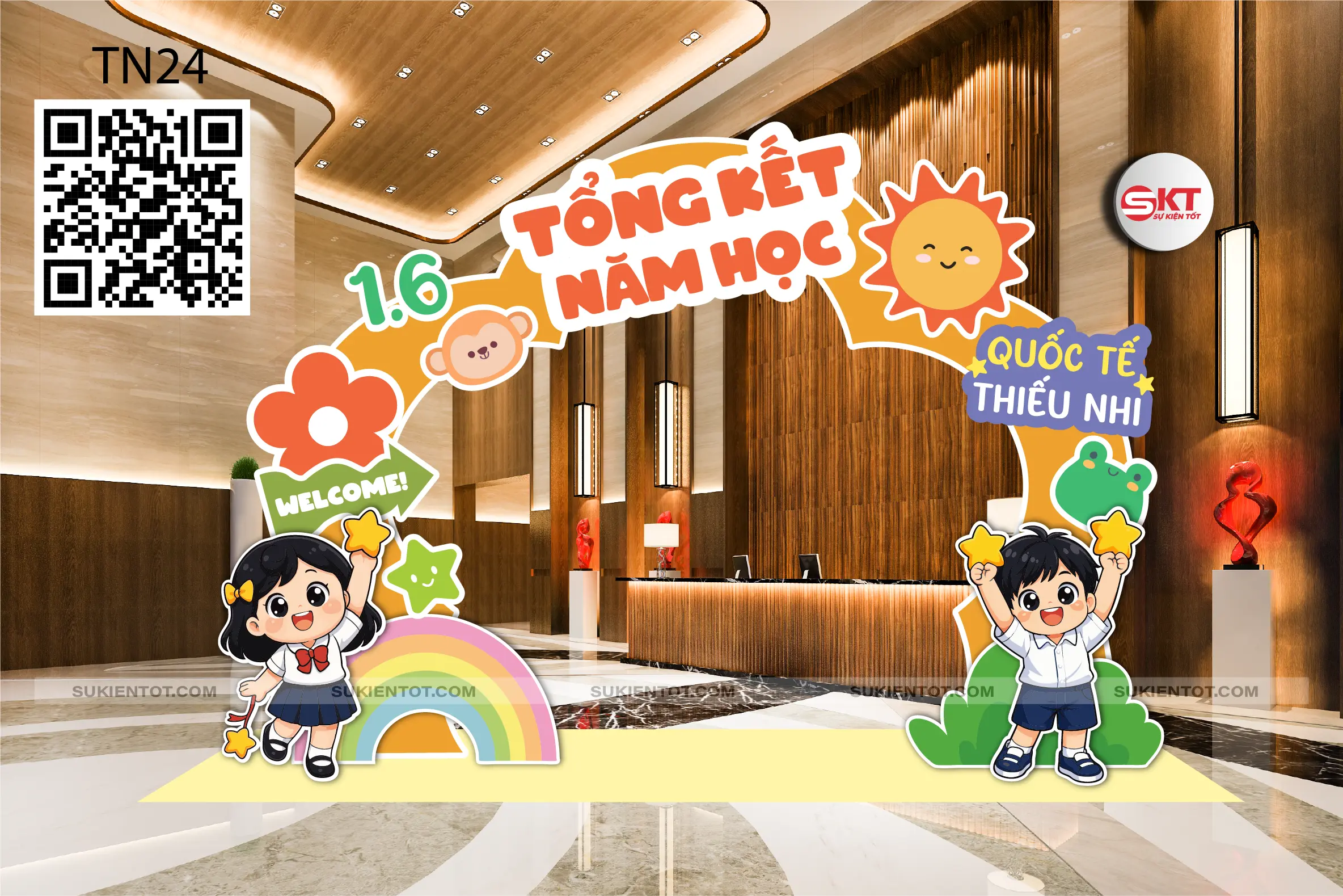File thiết kế Quốc Tế Thiếu Nhi tone xanh cam TN24