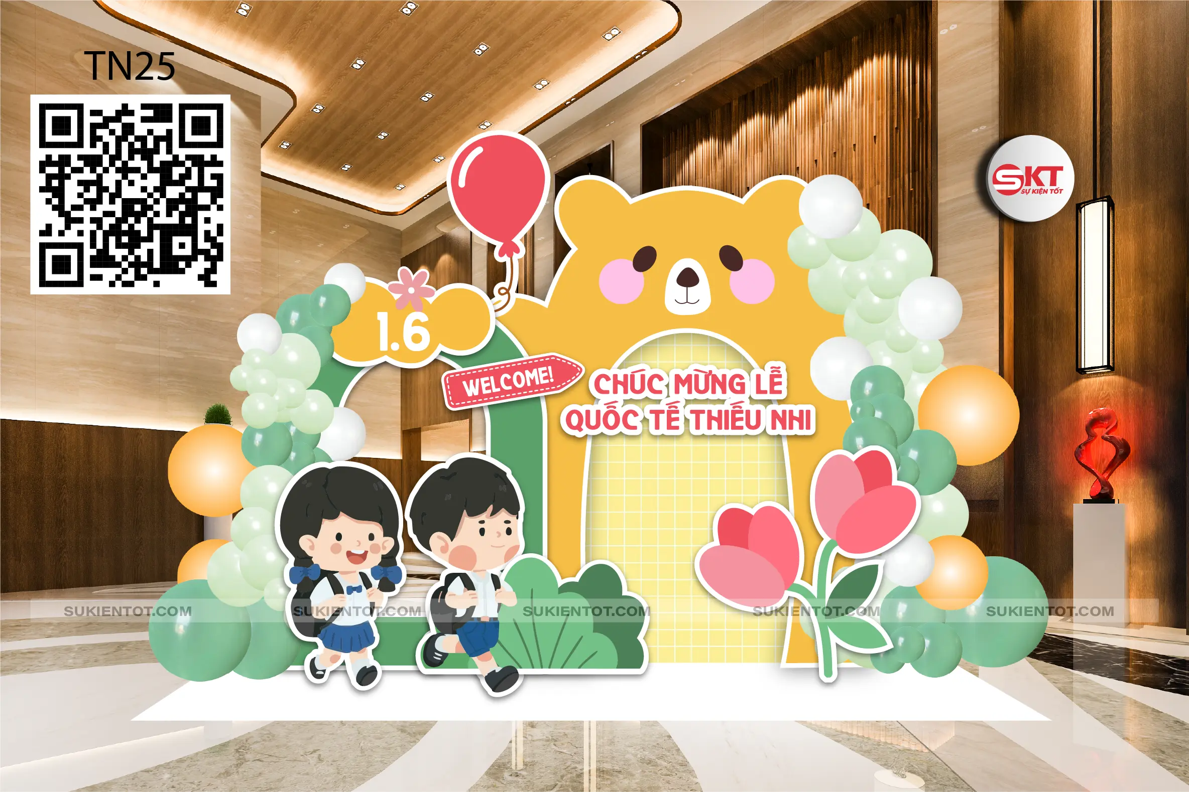 File thiết kế Quốc Tế Thiếu Nhi tone xanh cam TN25