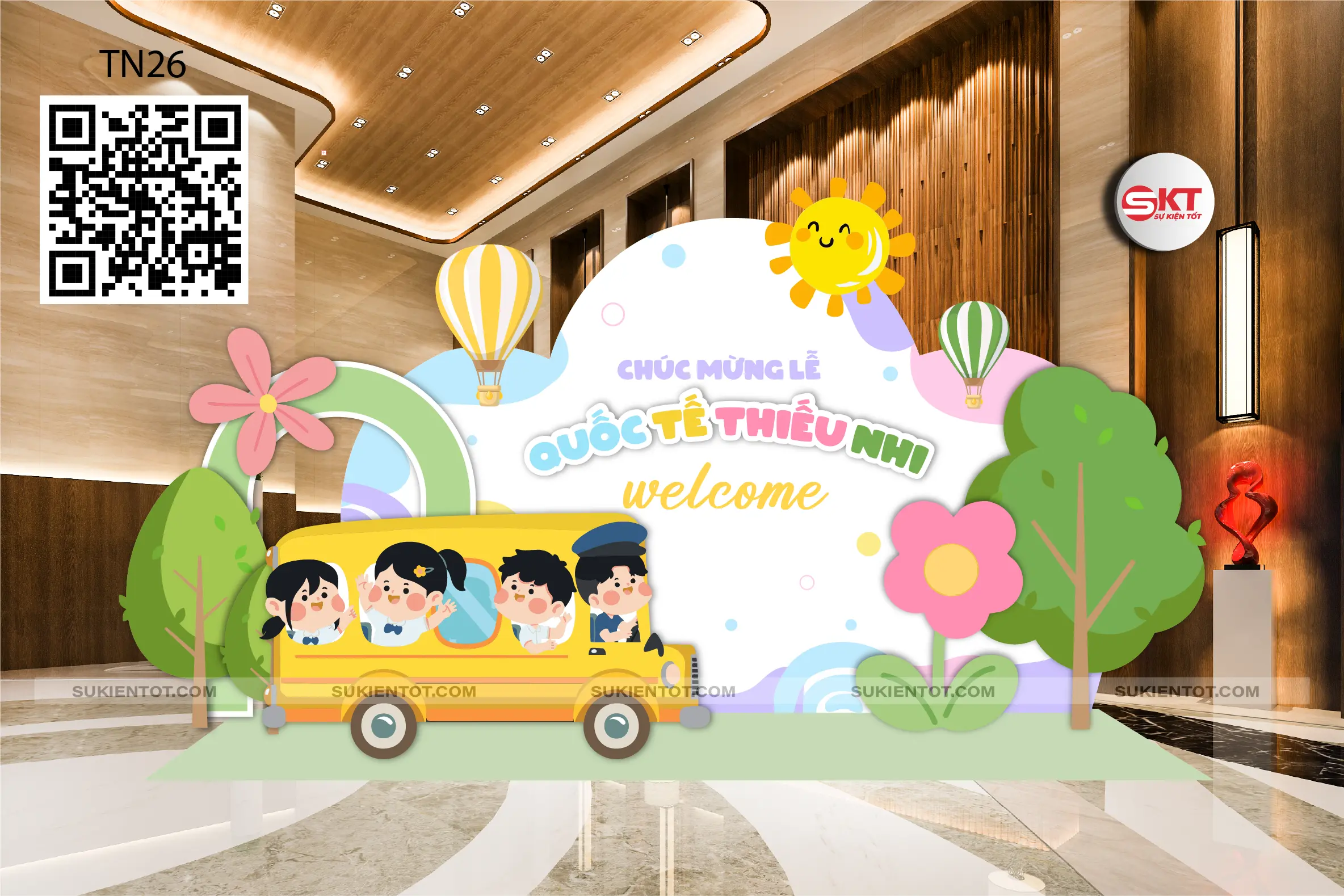 File thiết kế Quốc Tế Thiếu Nhi tone xanh TN26