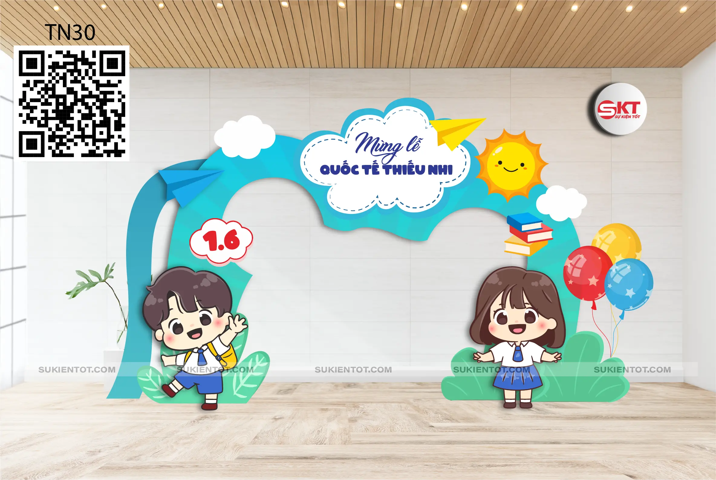 File thiết kế Quốc Tế Thiếu Nhi tone xanh TN30