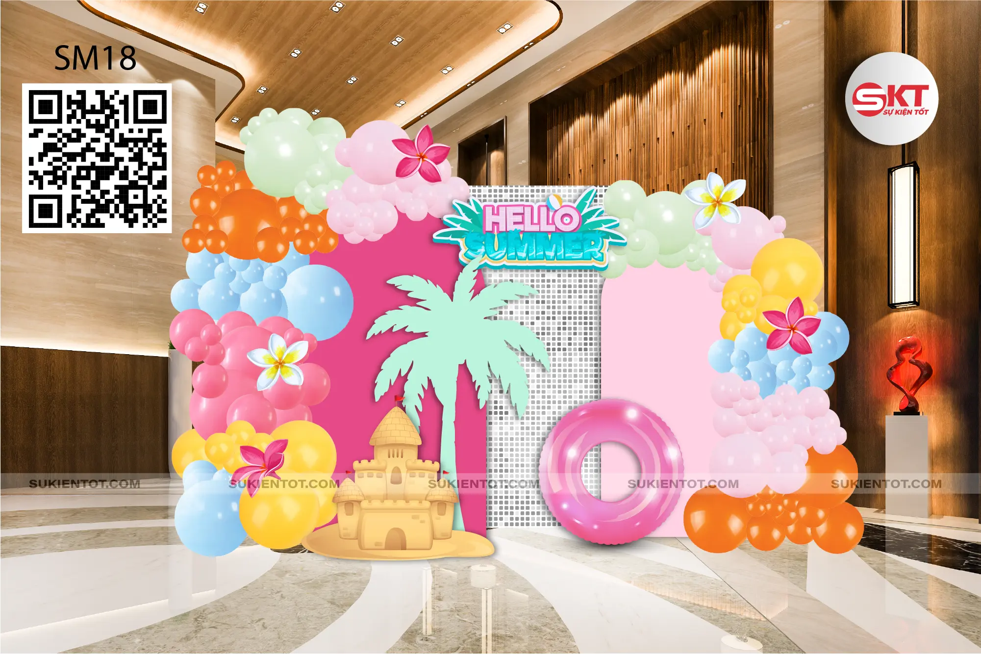 File thiết kế summer vacation tone  hồng SM18