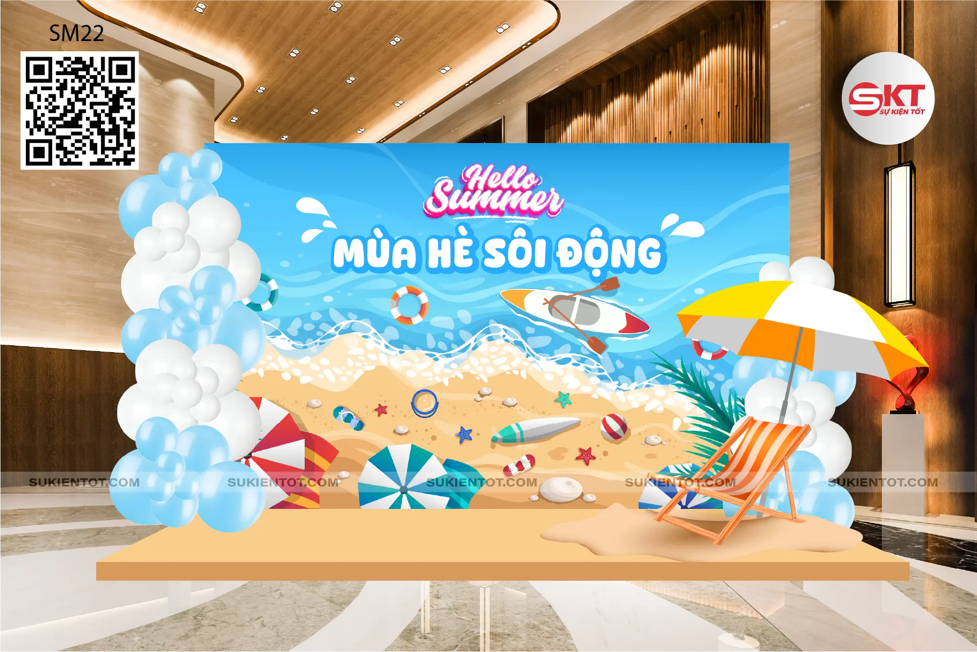 File thiết kế summer vacation tone xanh SM22
