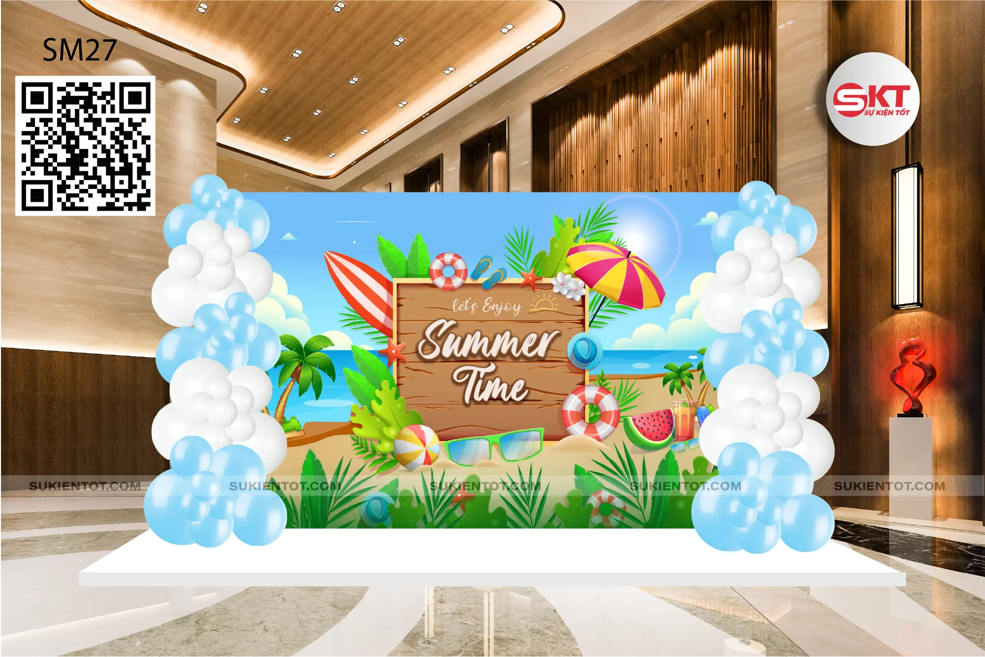 File thiết kế summer vacation tone xanh SM27