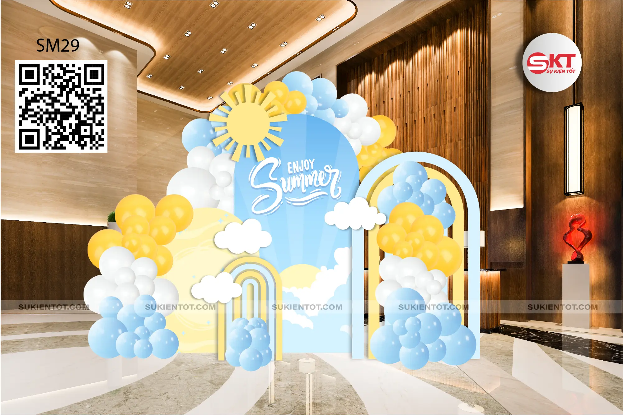 File thiết kế summer vacation tone xanh vàng SM29