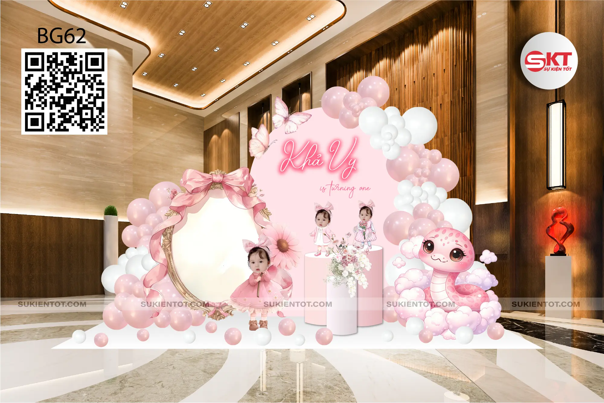 File thiết kế sinh nhật bé gái tone hồng BG62