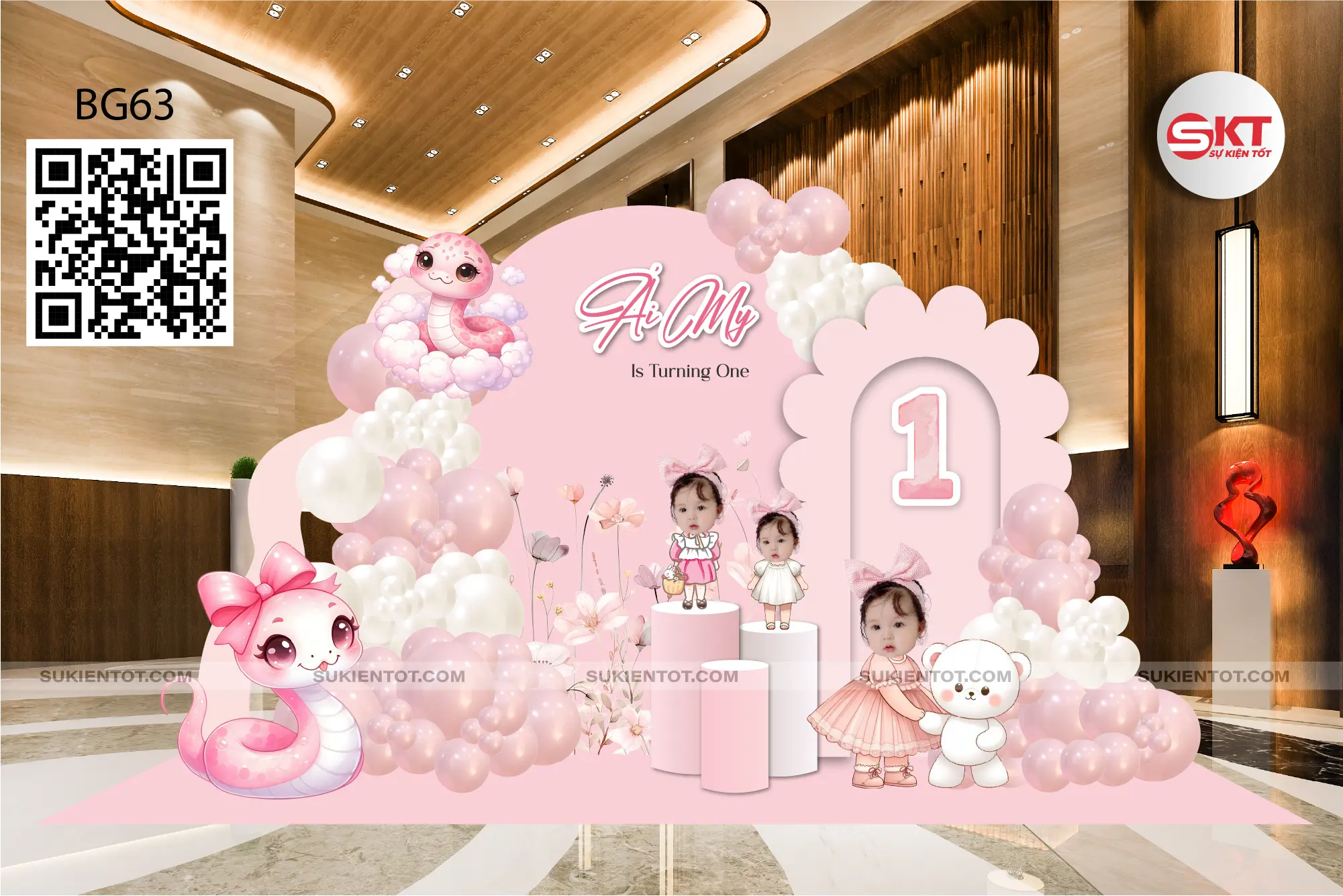 File thiết kế sinh nhật bé gái tone hồng BG63