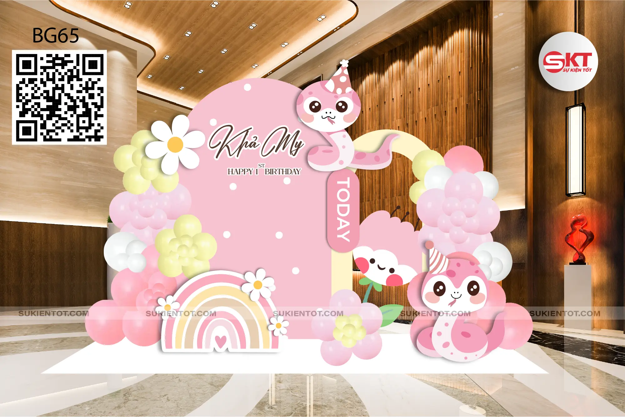 File thiết kế sinh nhật bé gái tone hồng BG65